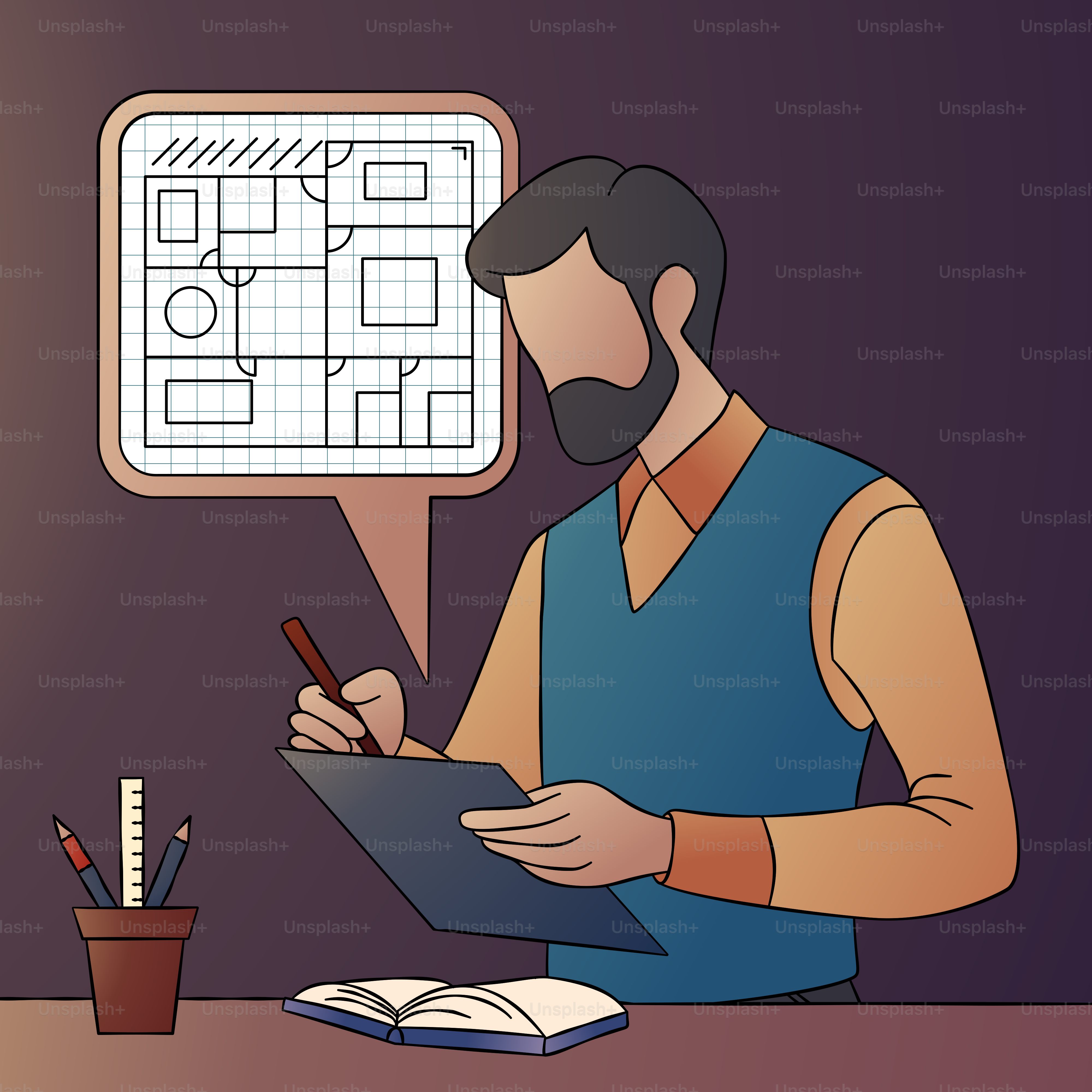 A man sitting at a desk writing on a clipboard