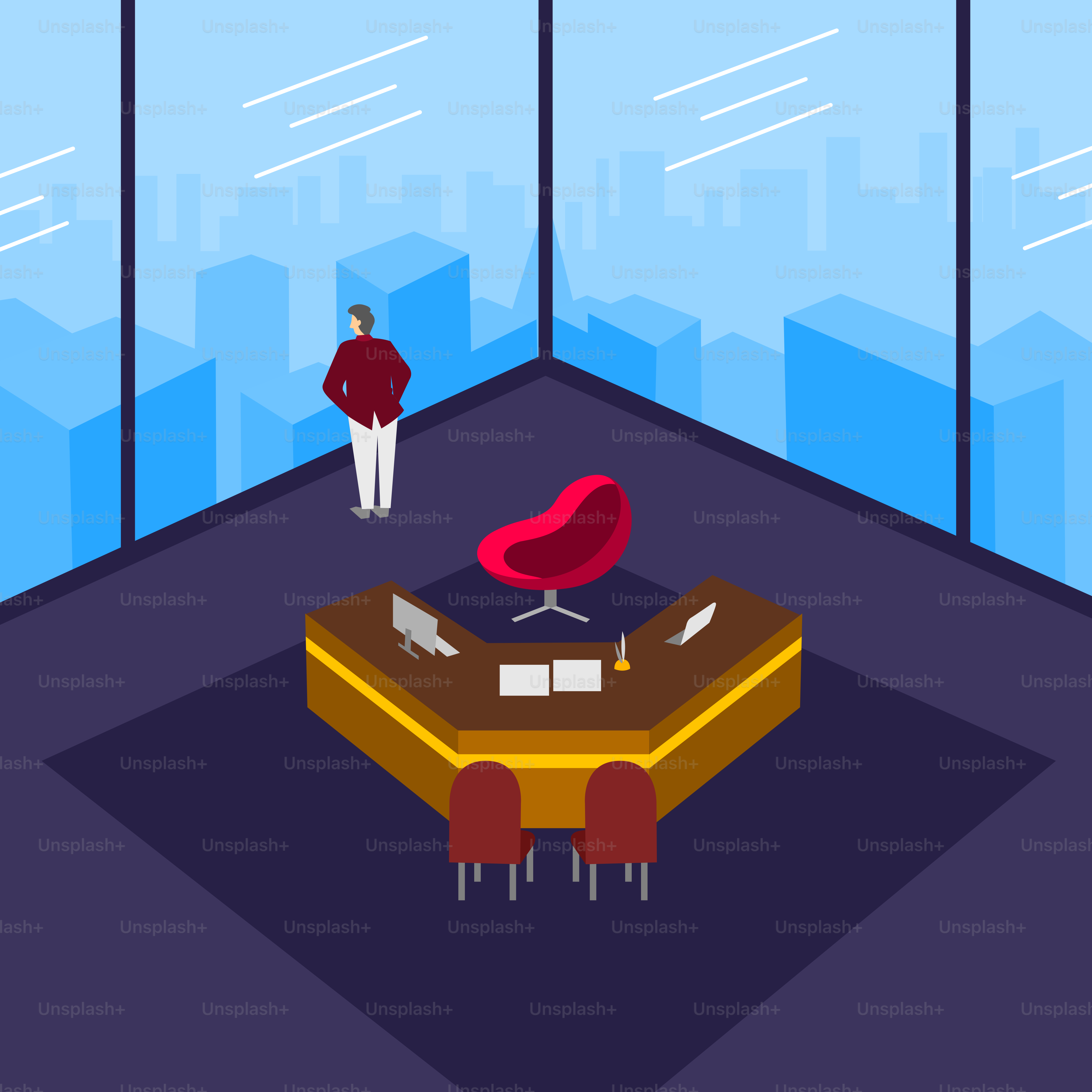 A room with a desk and a chair in it