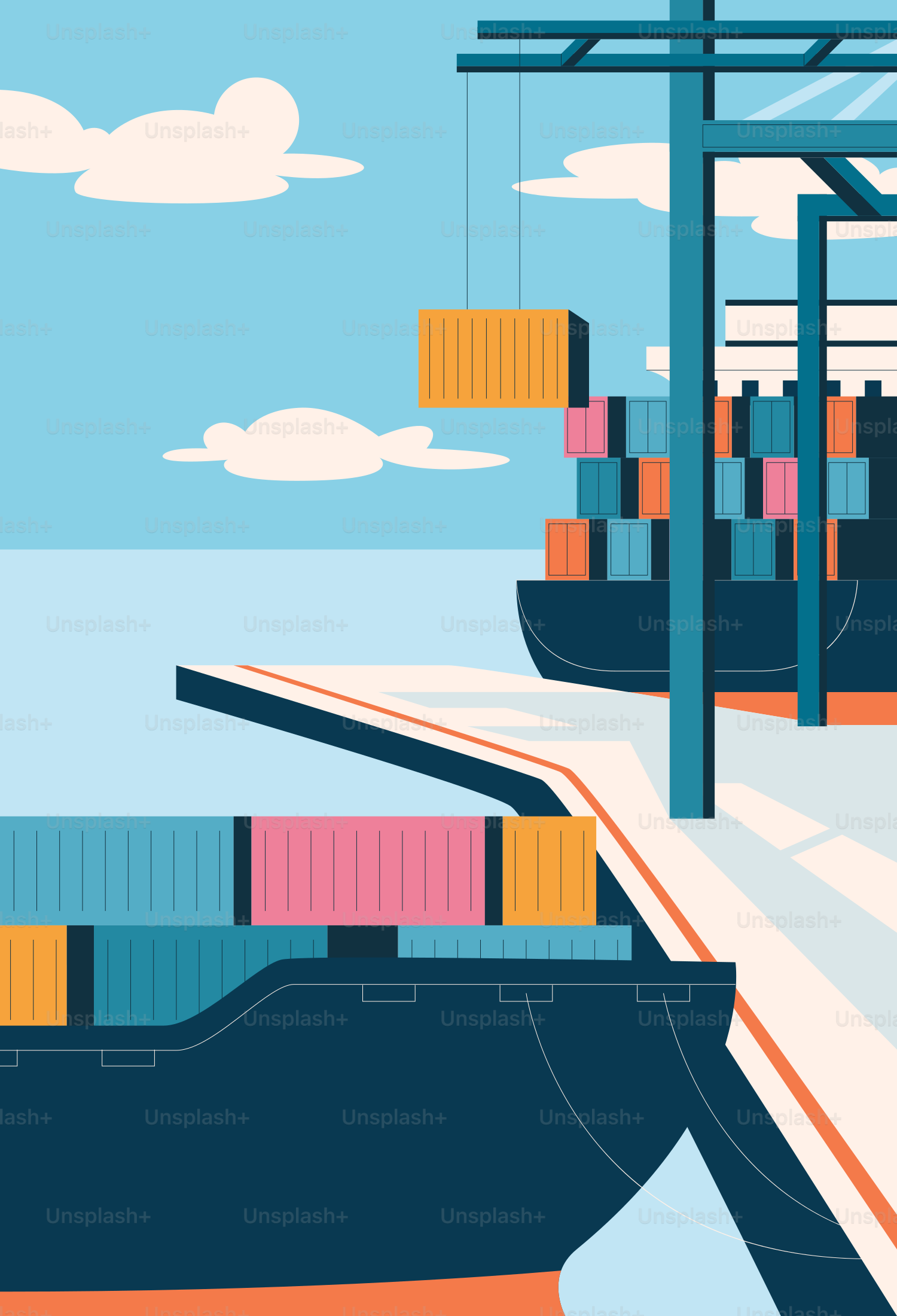 A large cargo ship with containers on it