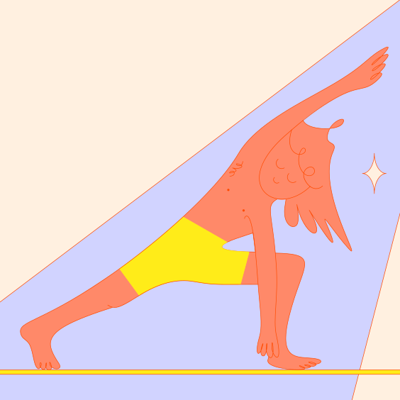 A man is doing a yoga pose on a beam