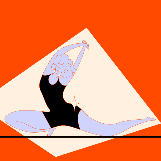 Eine Zeichnung einer Frau im Badeanzug