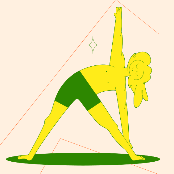 A woman doing a yoga pose on a yoga mat