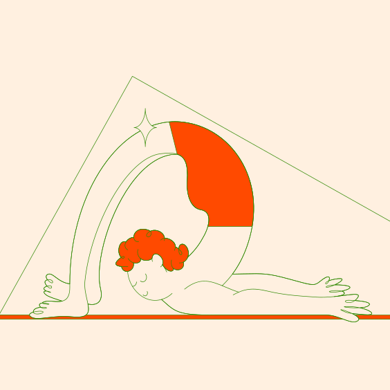 A drawing of a woman laying on her back