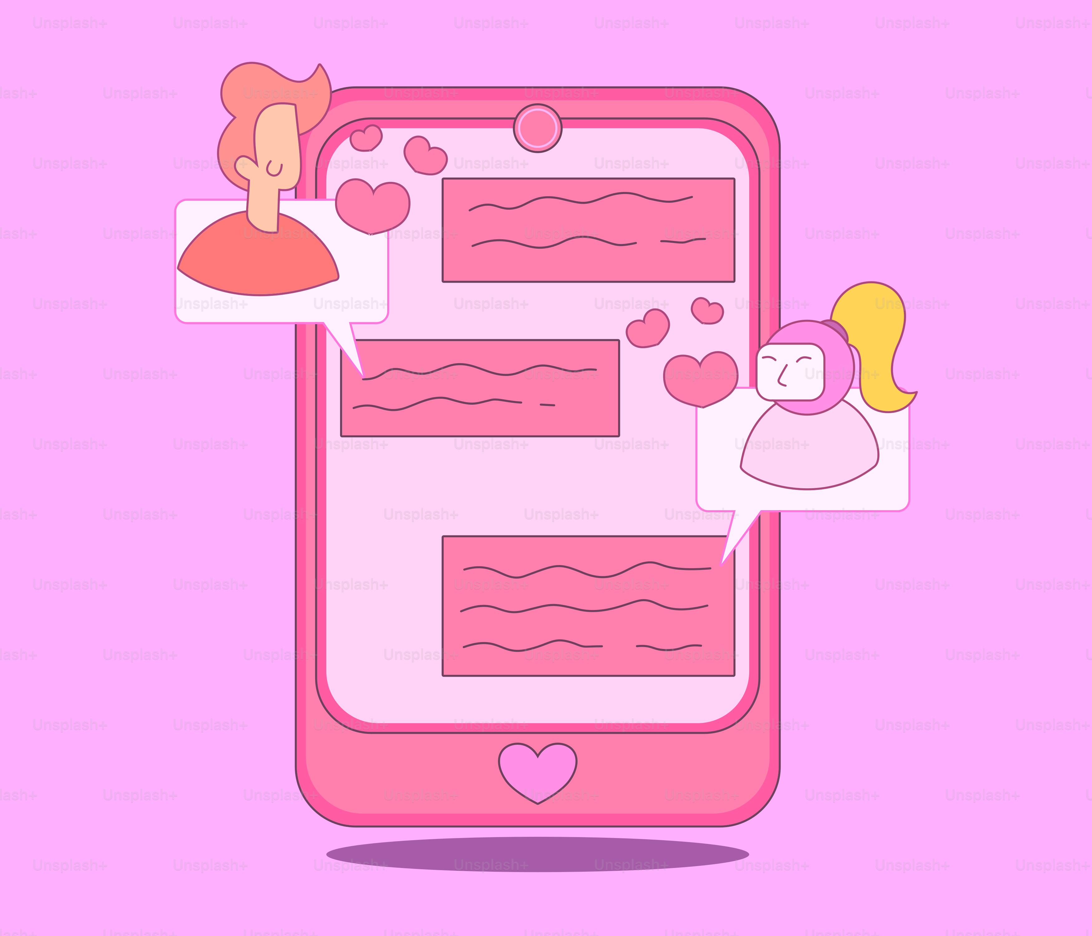 A pink phone with a woman and a cat on it