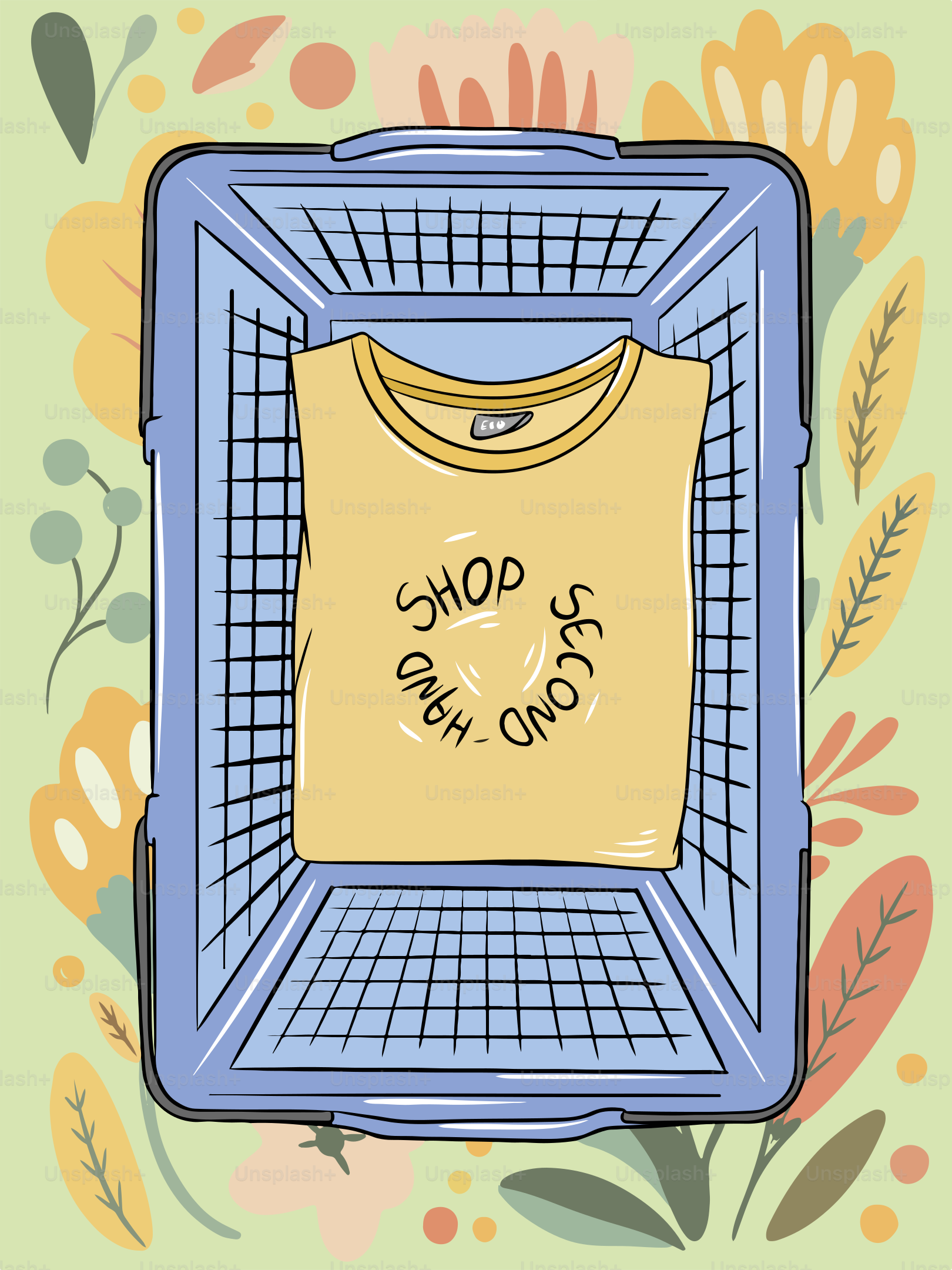 A t - shirt with a message on it that says, shop for the second