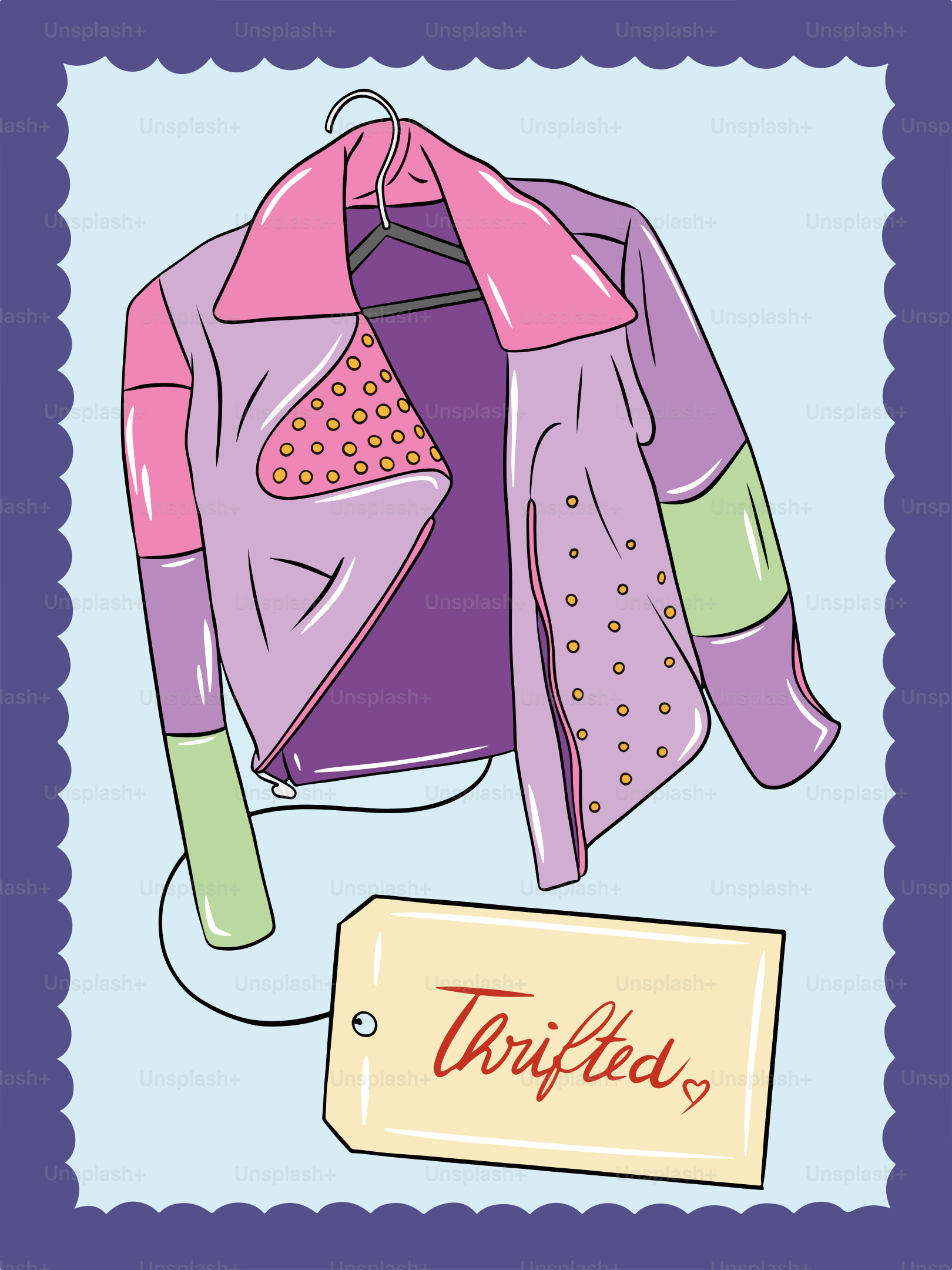 A picture of a jacket and a tag