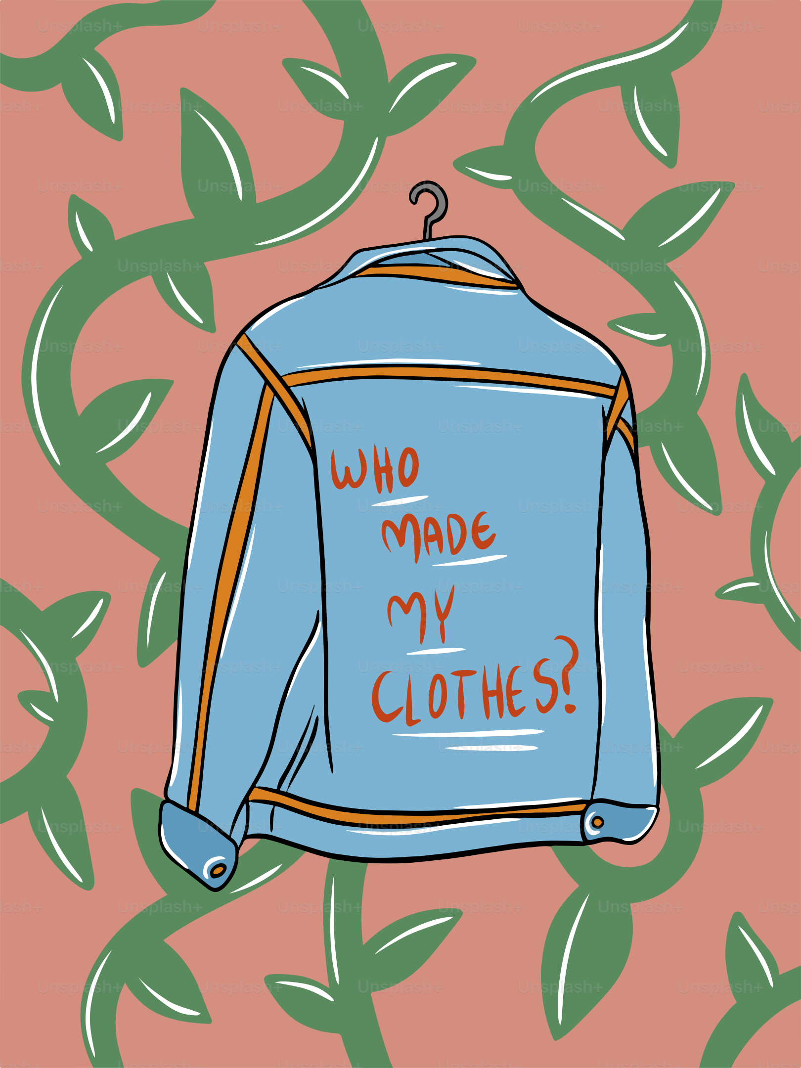 A blue shirt that says who made my clothes?