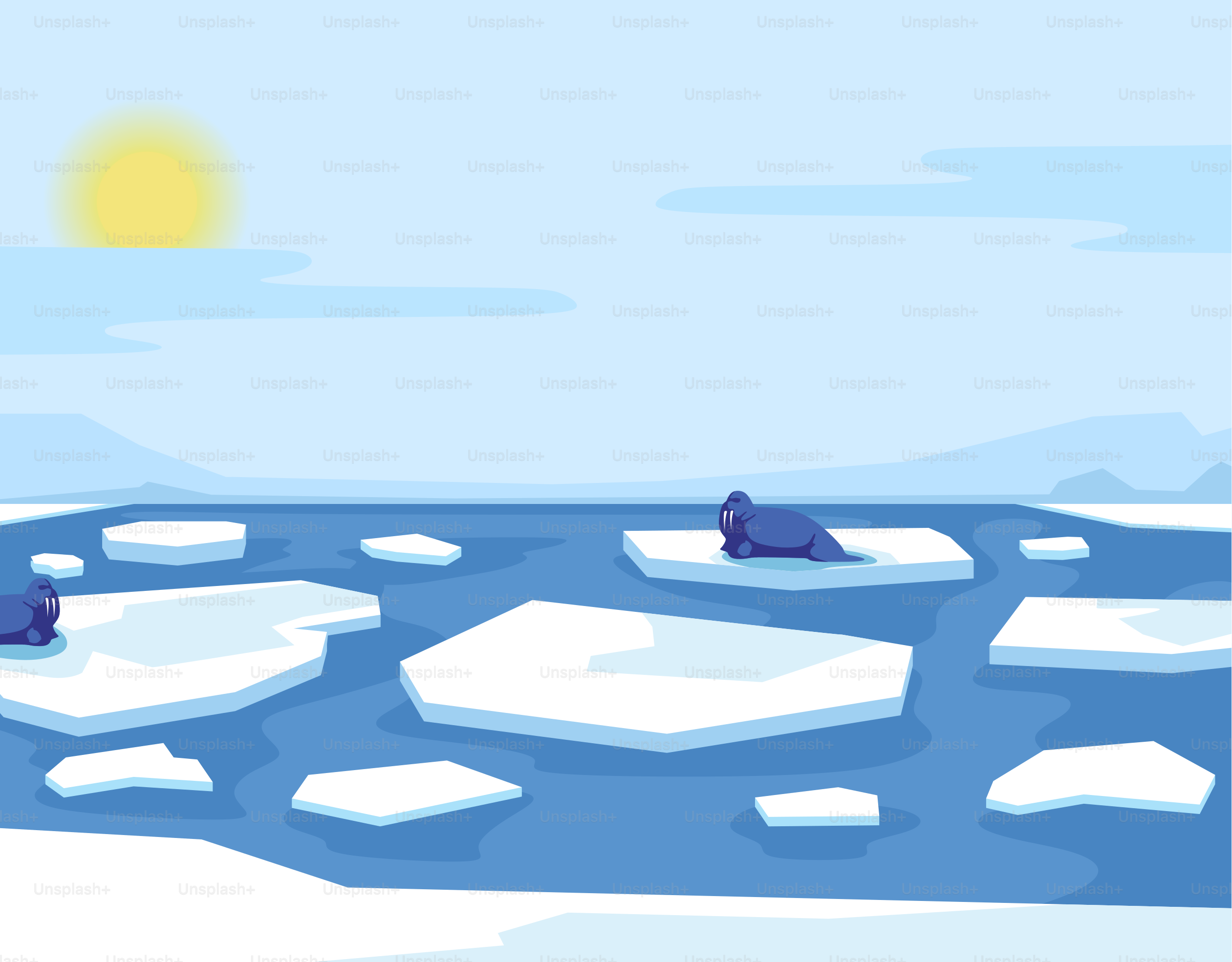 An iceberg floating in the middle of a body of water