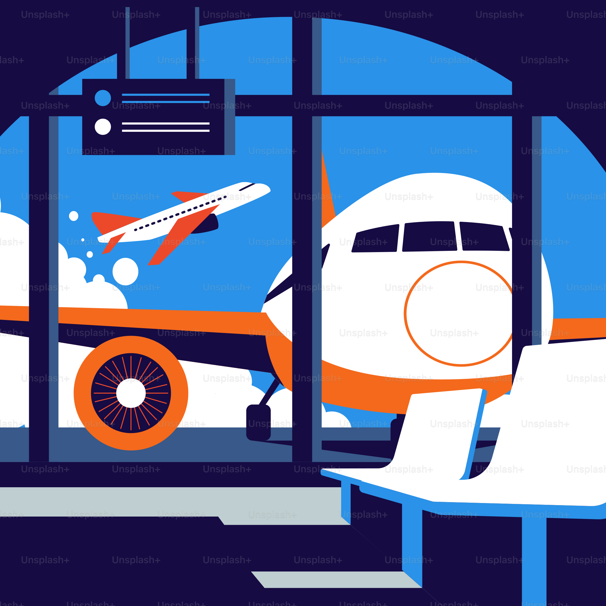 A picture of an airplane through a window