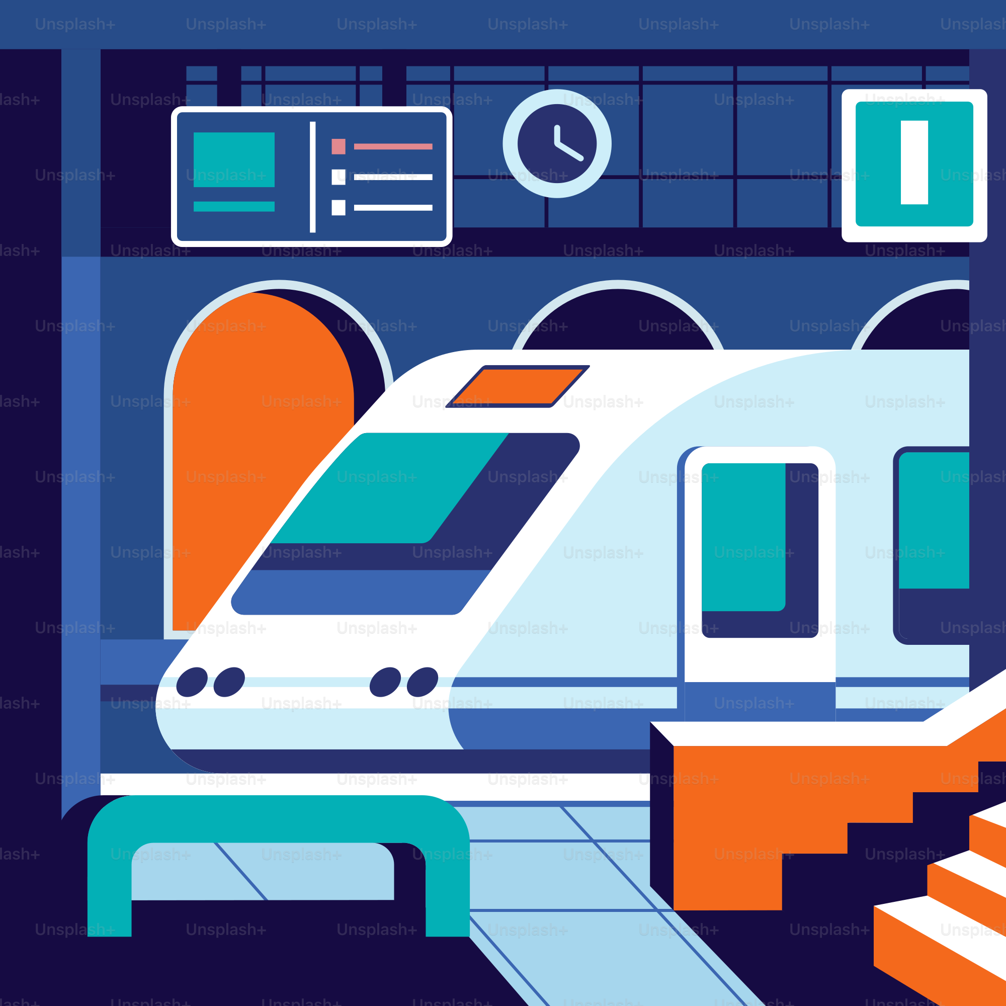 A train station with a train on the tracks