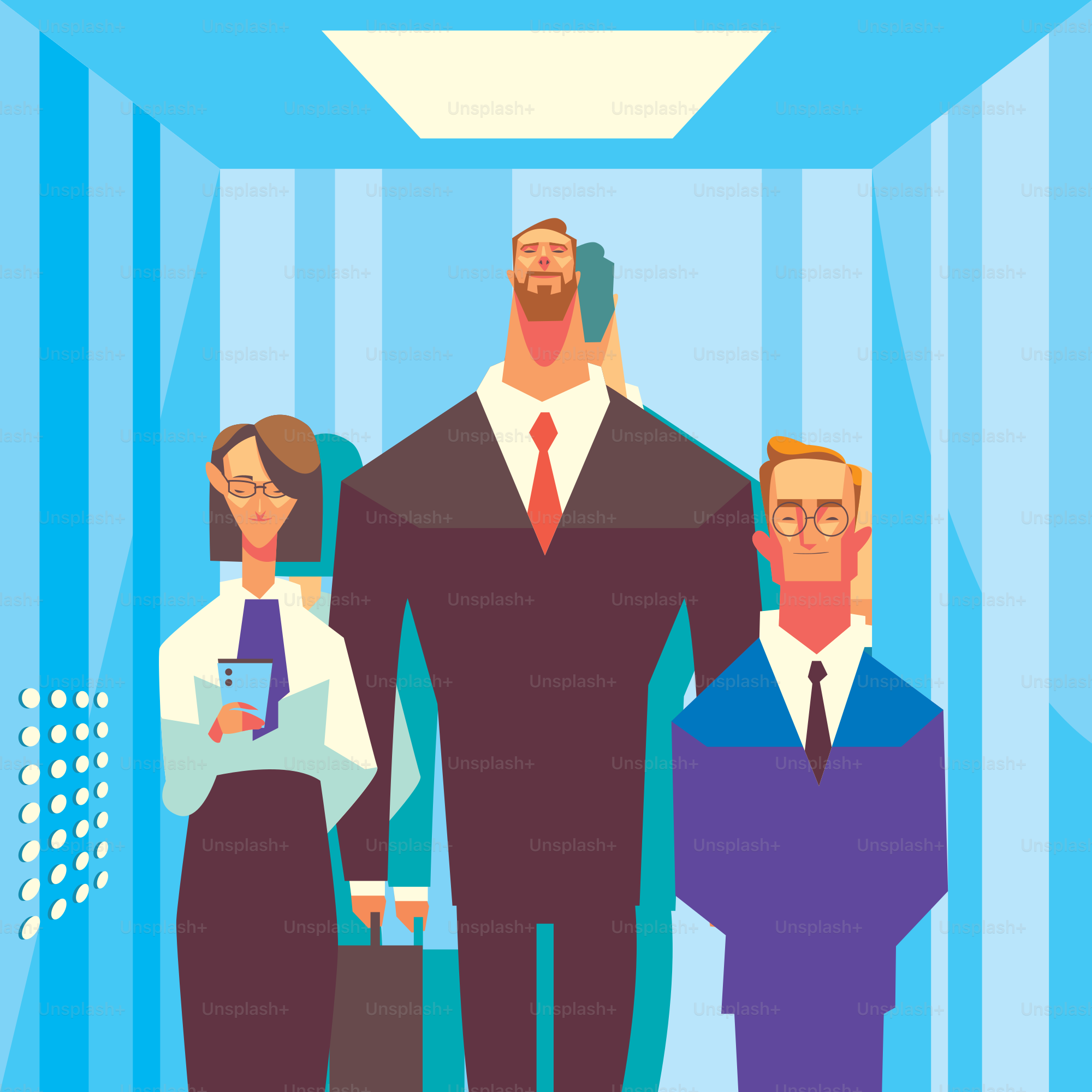 Eine Gruppe von Menschen steht in einem Flur