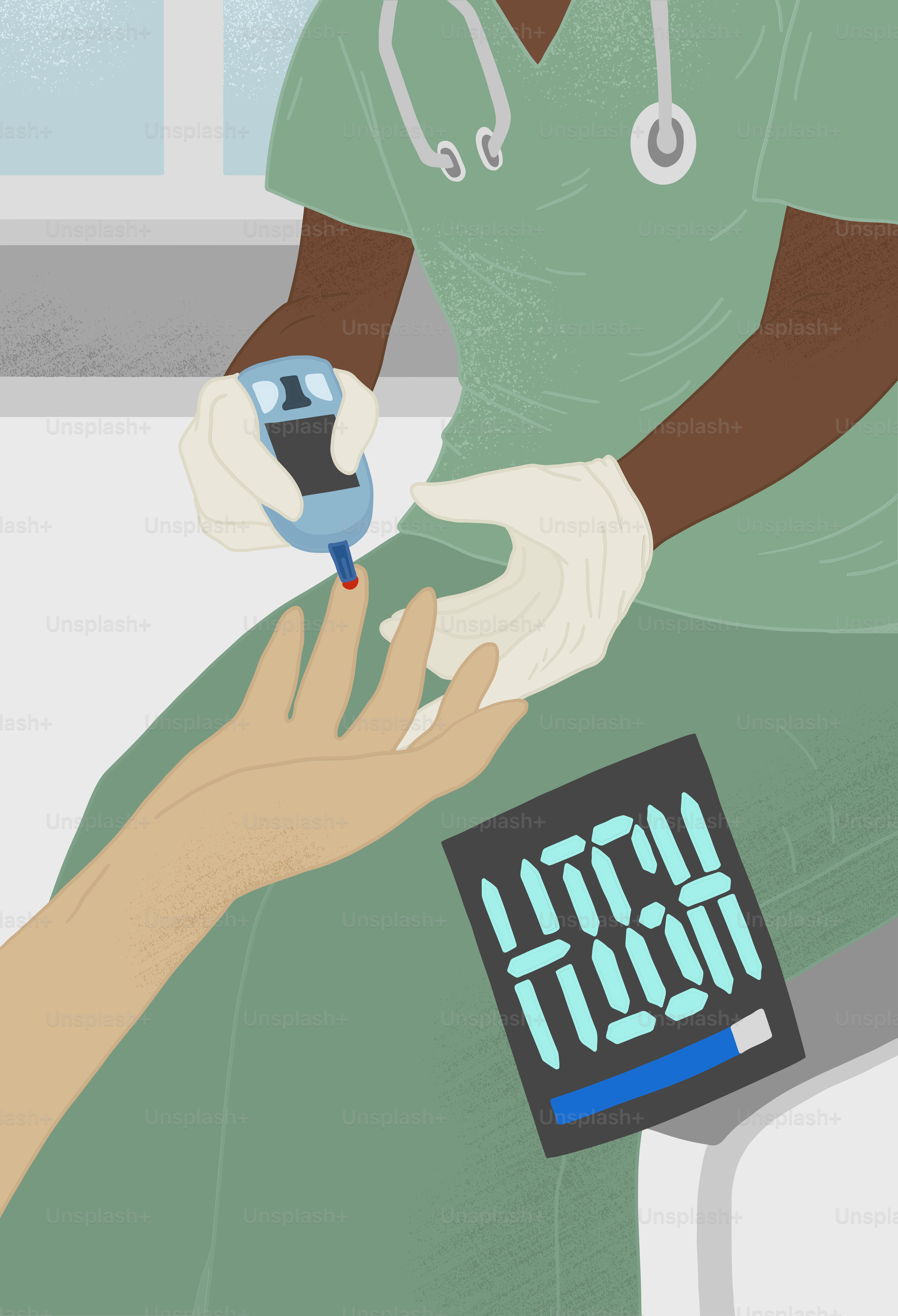 A doctor is giving a patient a blood test