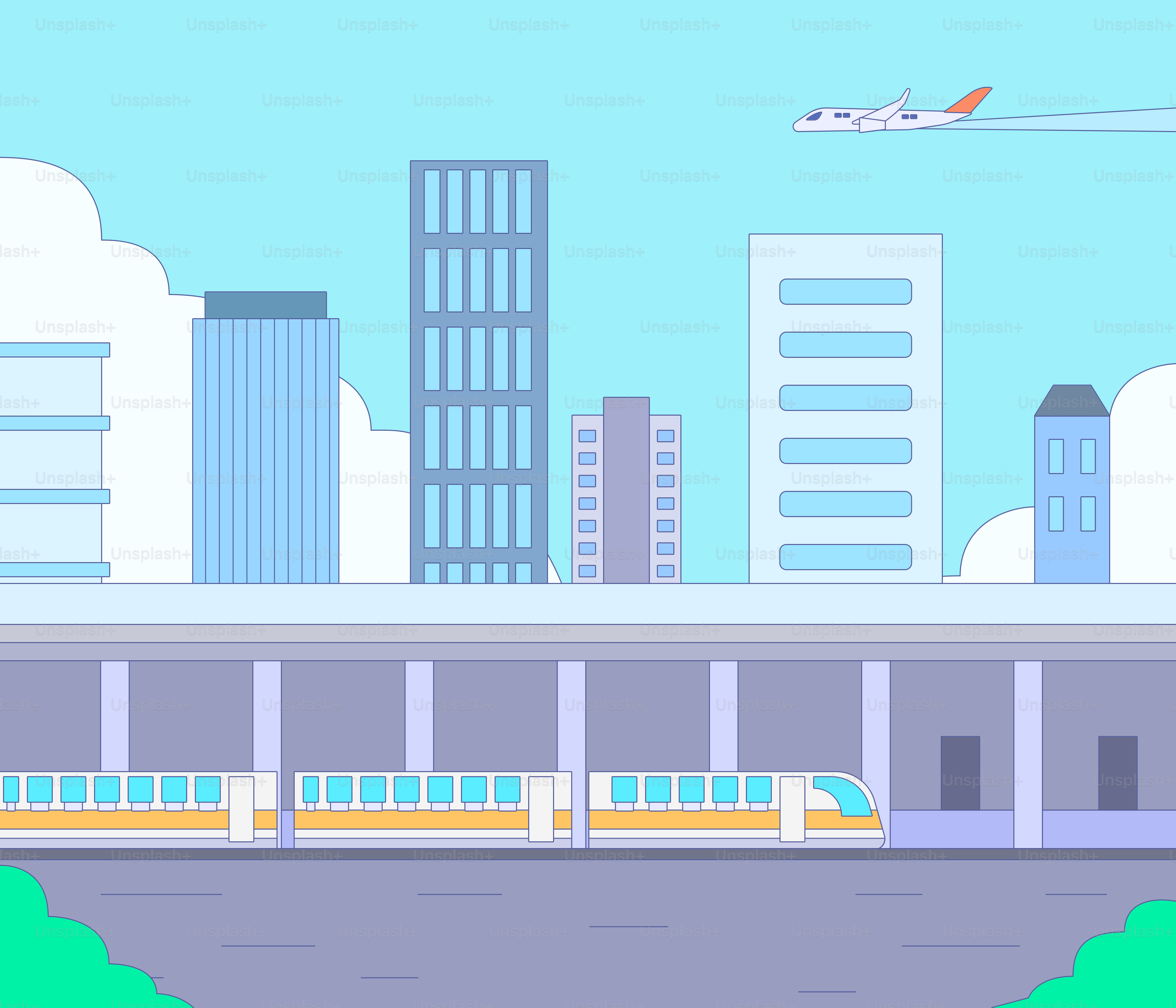 Un treno che attraversa una città accanto a edifici alti