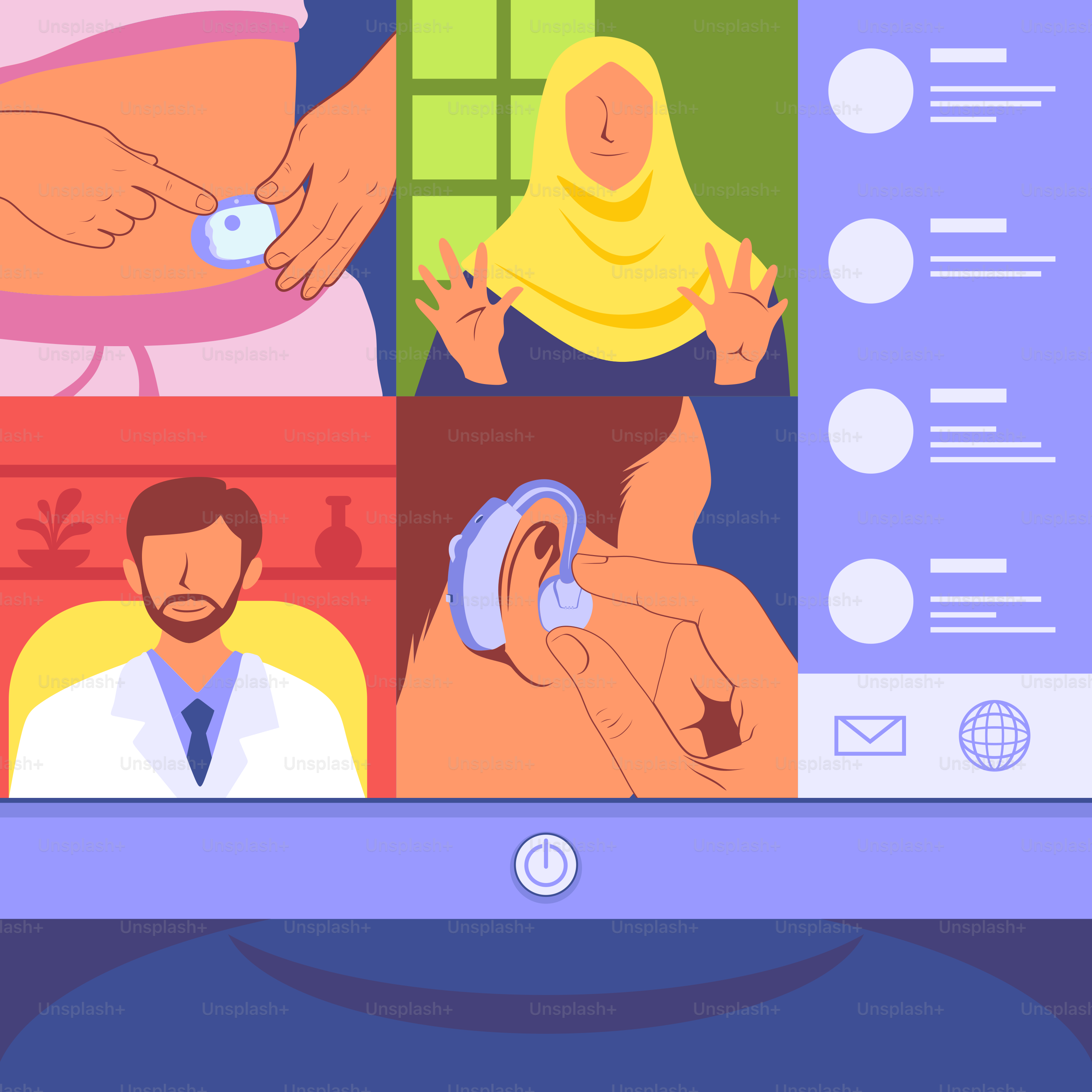 A computer screen with a picture of people on it