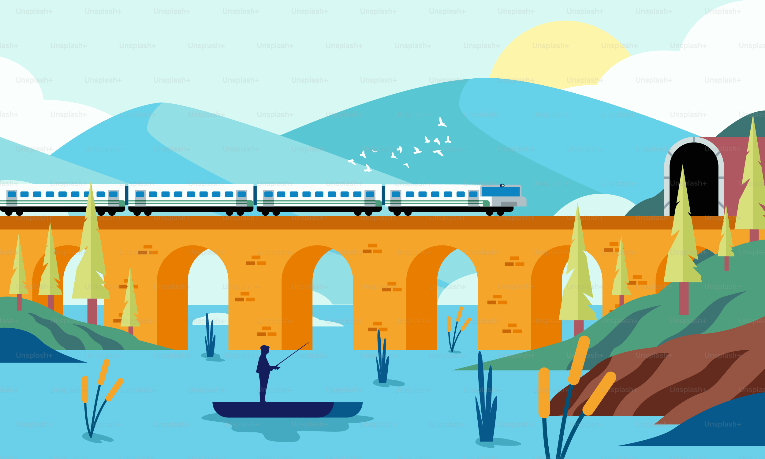 A train crossing a bridge over a body of water