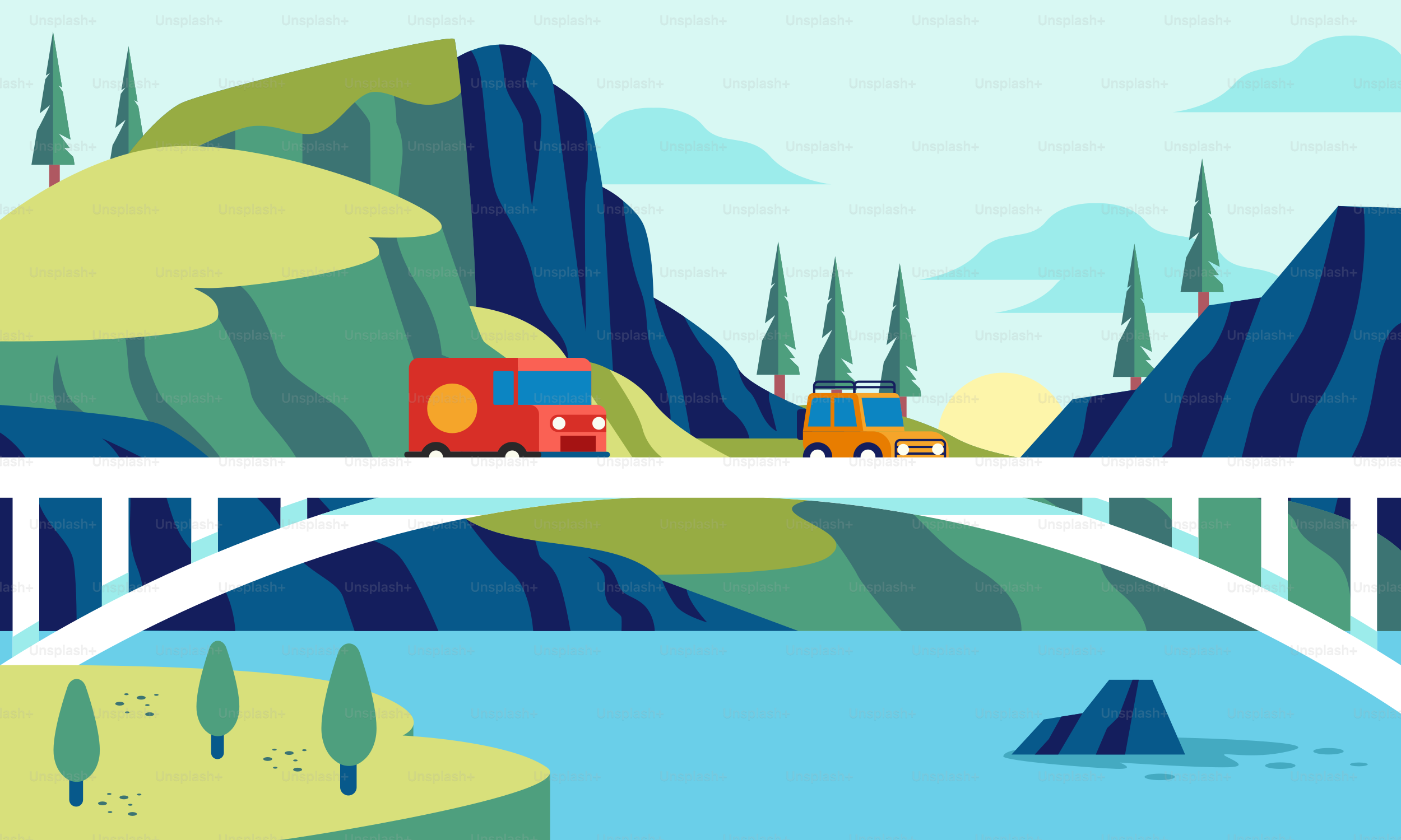 A bridge over a river with a train on it