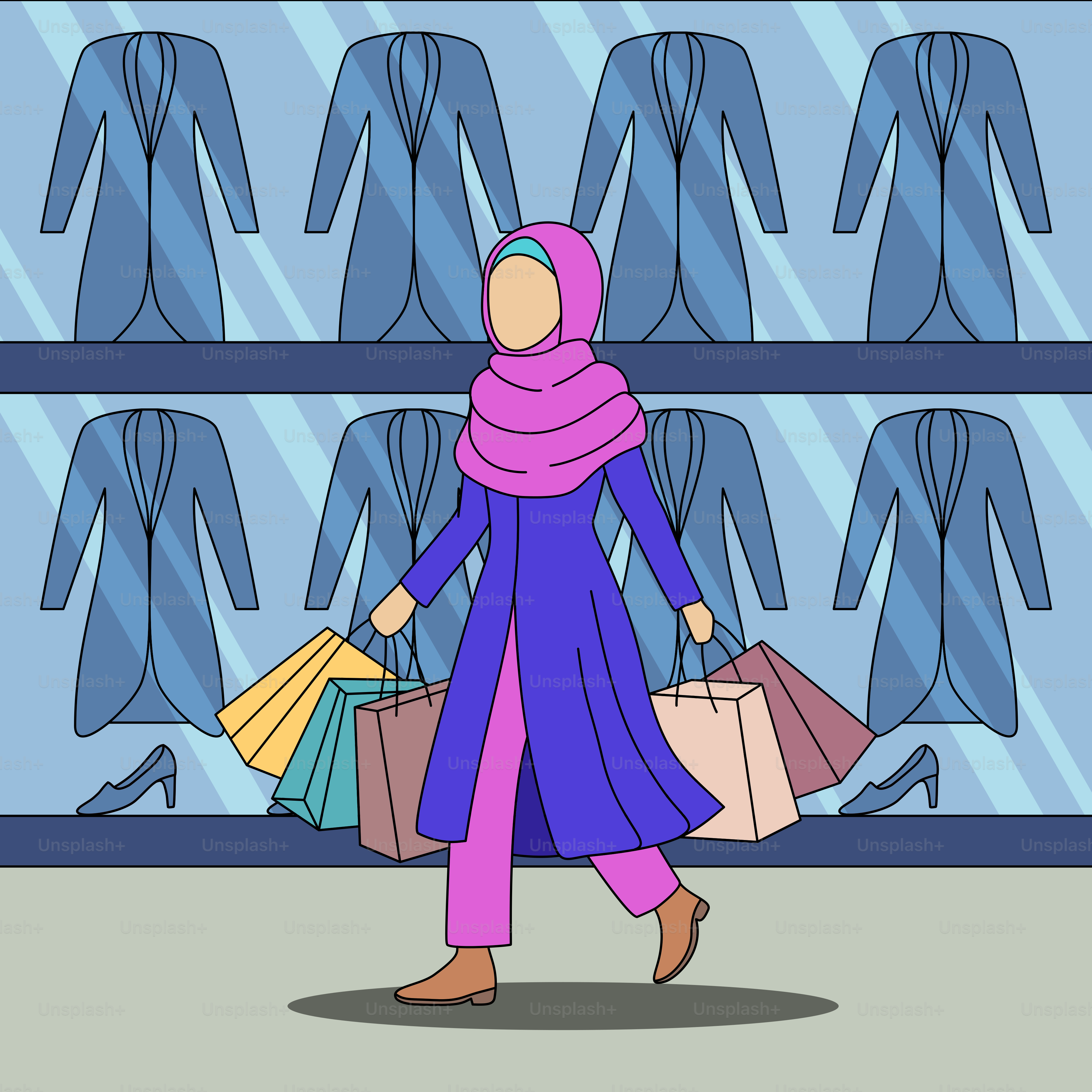 A woman in a hijab carrying shopping bags