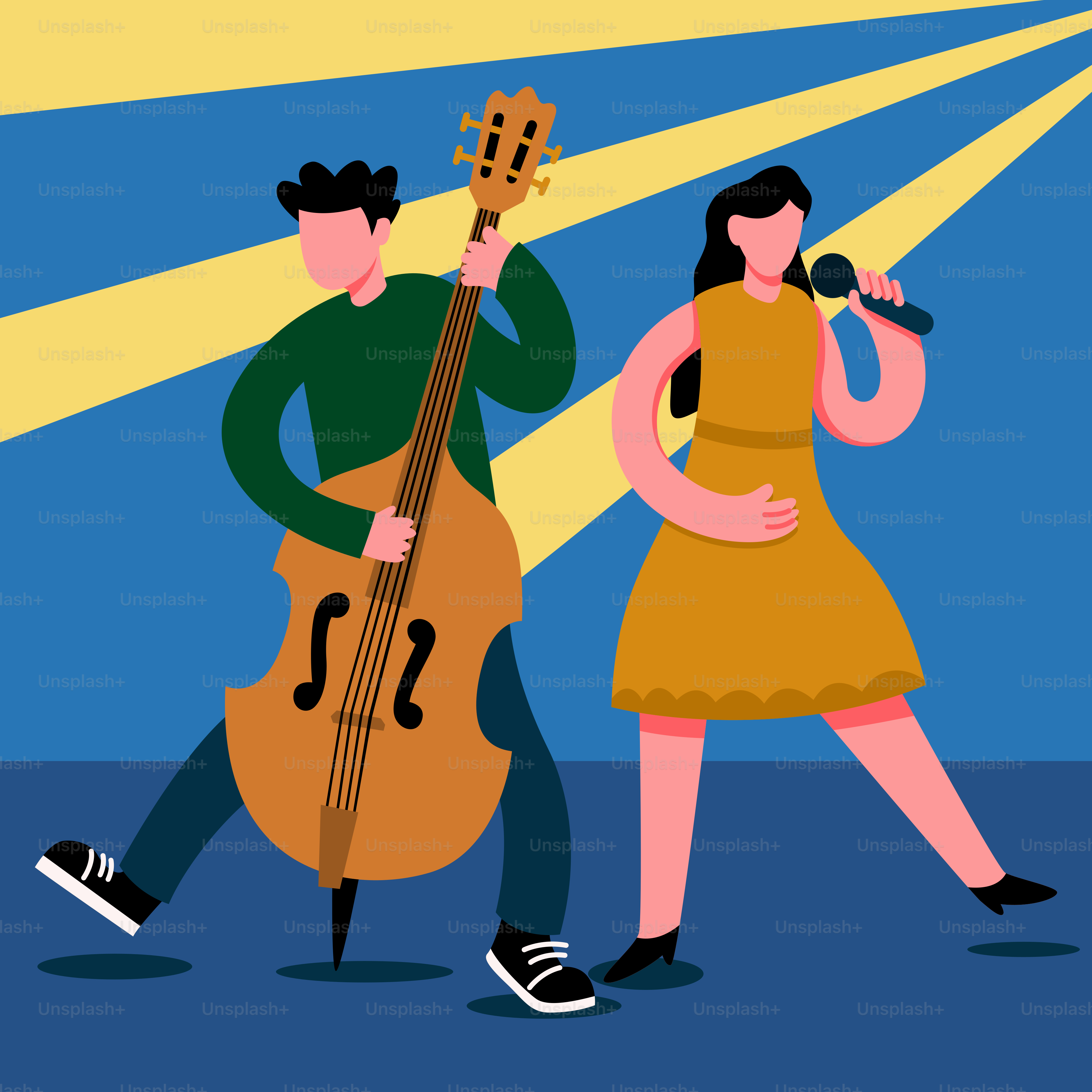 Ein Mann und eine Frau spielen zusammen Musik