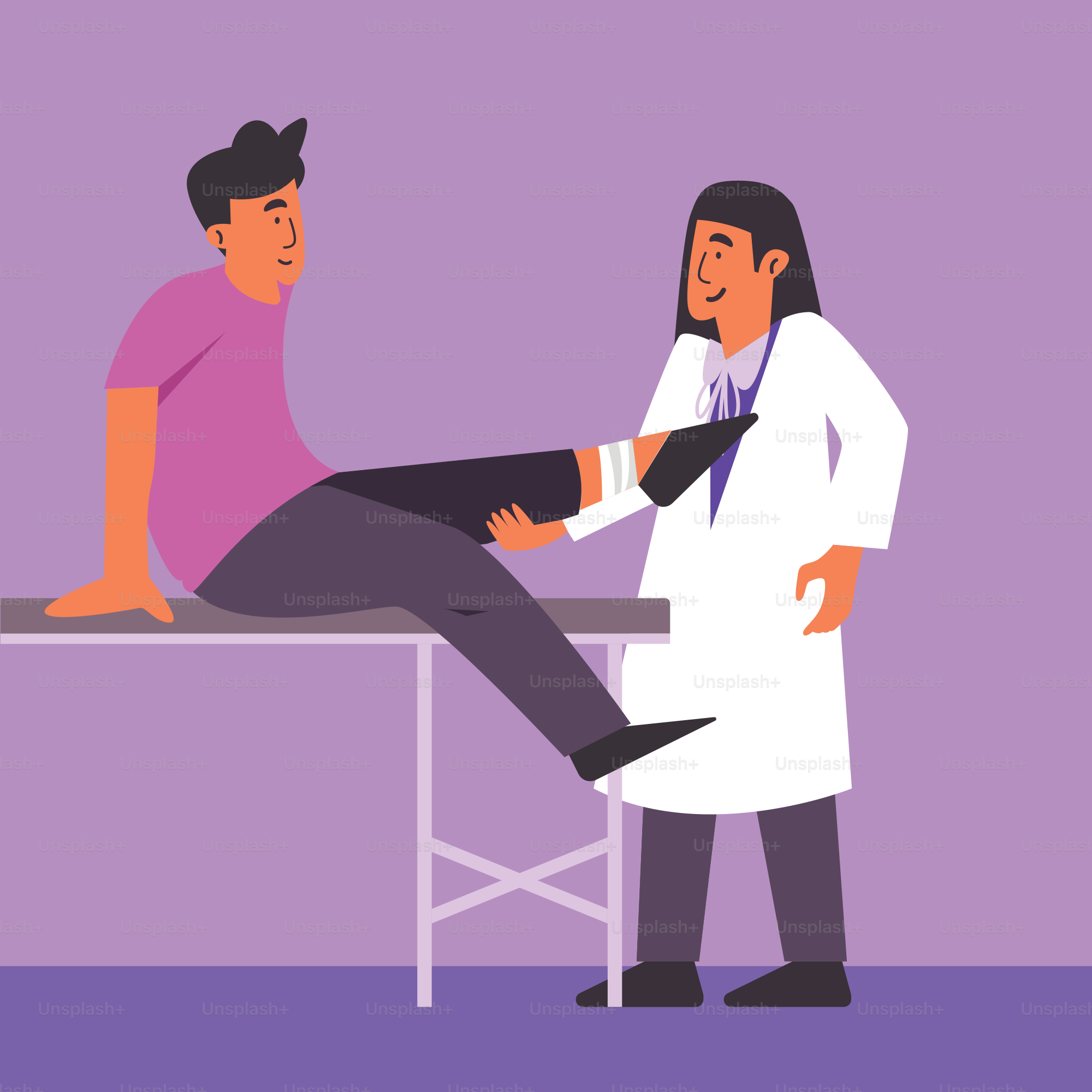 Ein Arzt, der das Bein eines Patienten mit einem Stethoskop untersucht