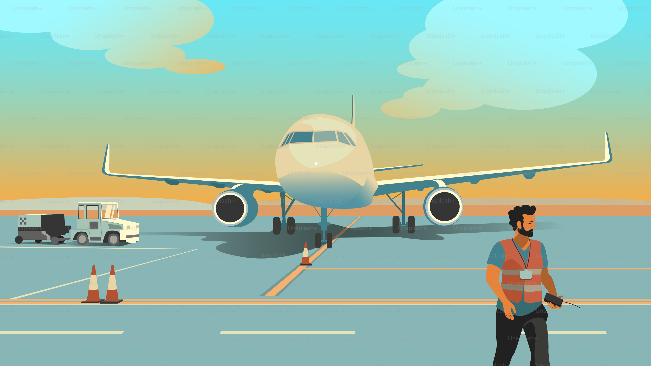 A man standing in front of an airplane