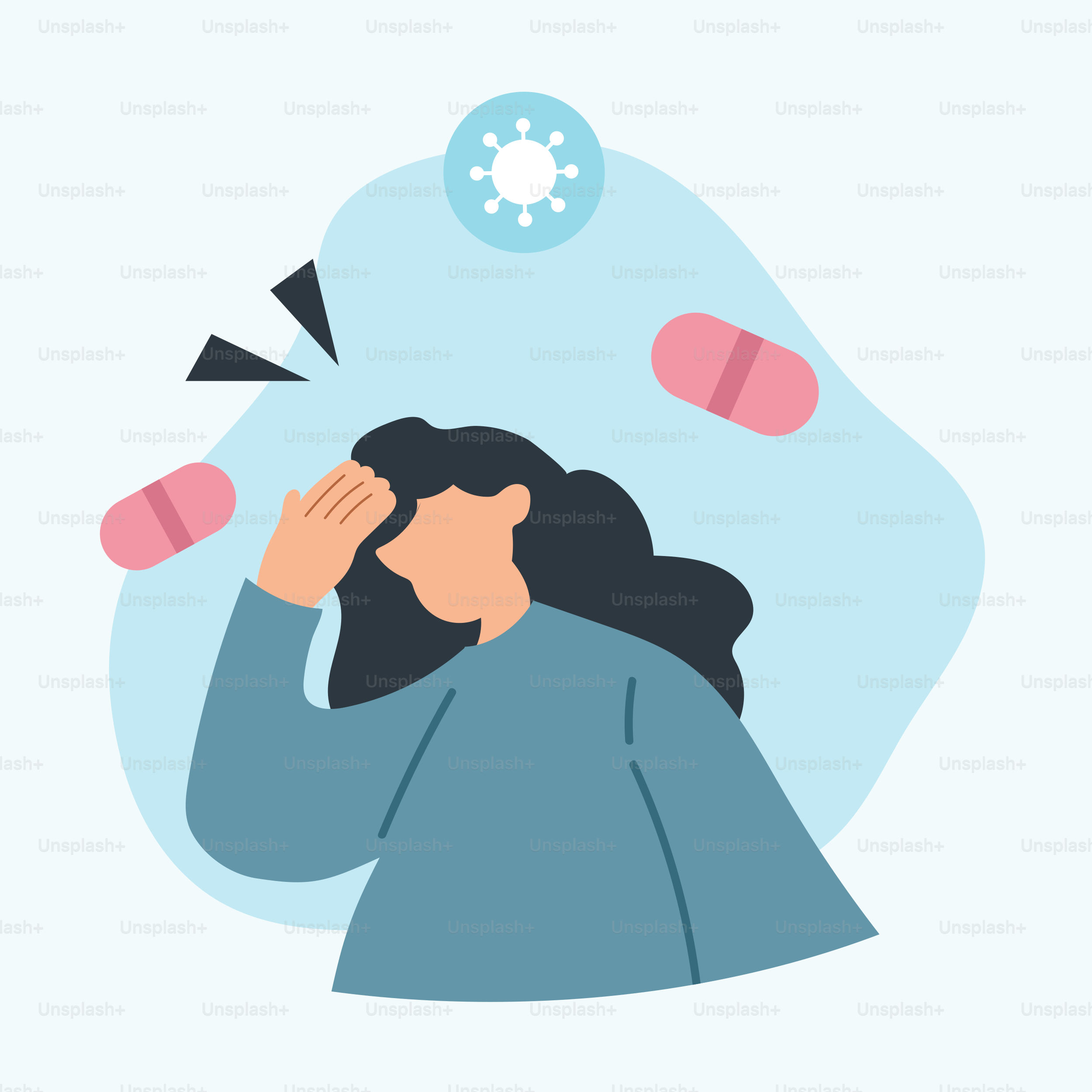 A woman holding her head in her hands