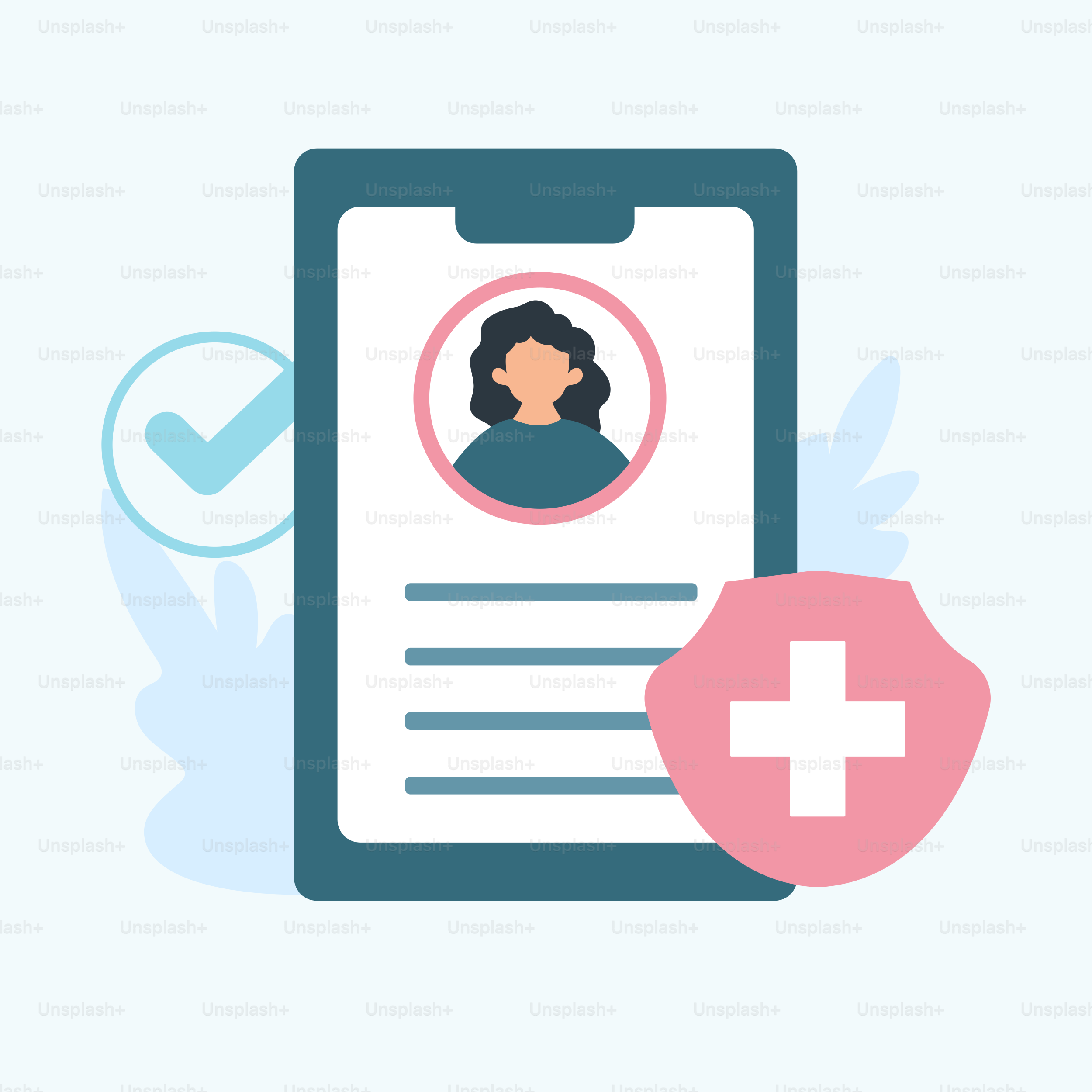 A clipboard with a picture of a woman on it