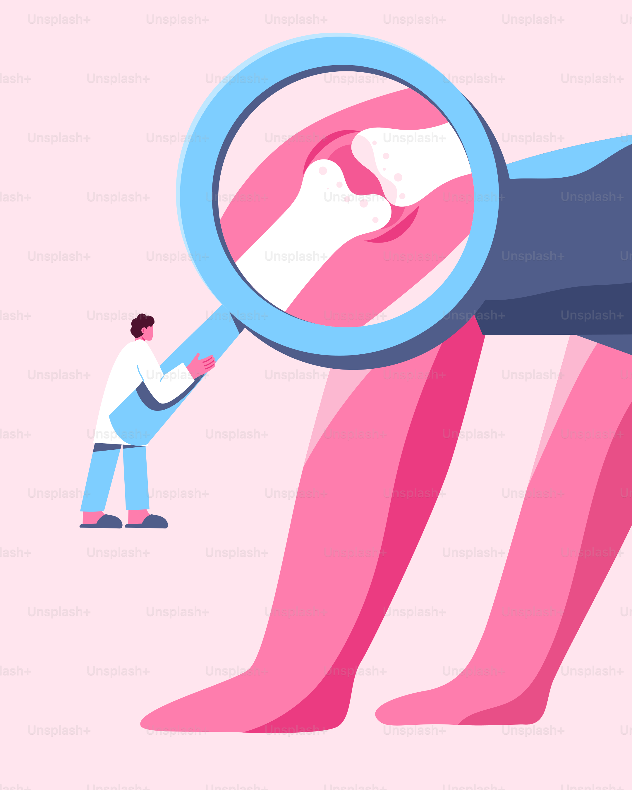 Un homme tenant une loupe sur un pied