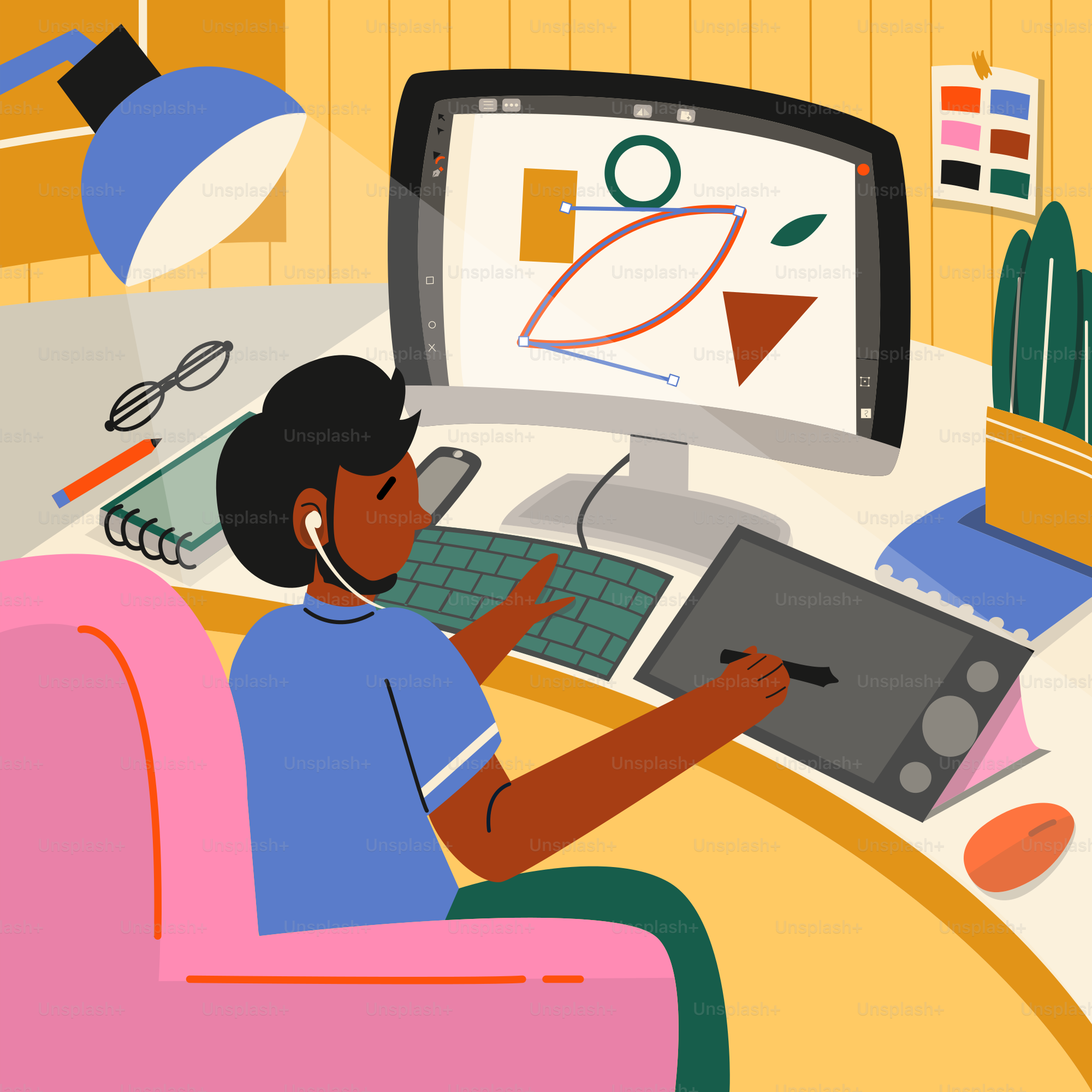 A person sitting at a desk in front of a computer