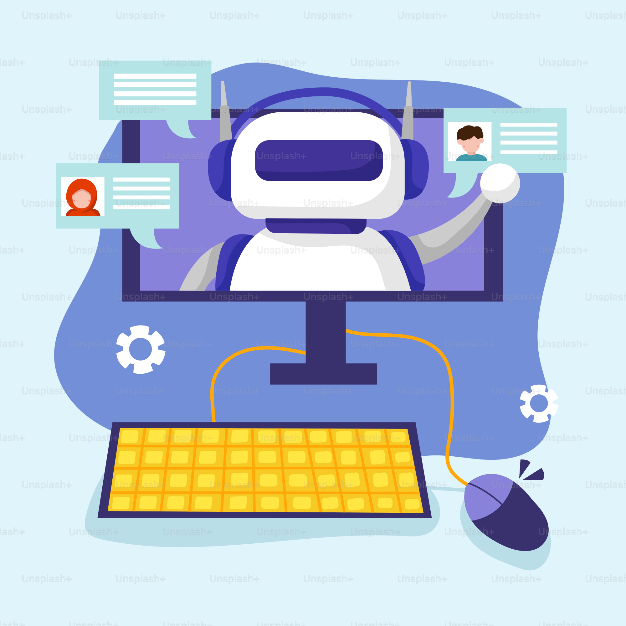 A computer screen with a robot on it