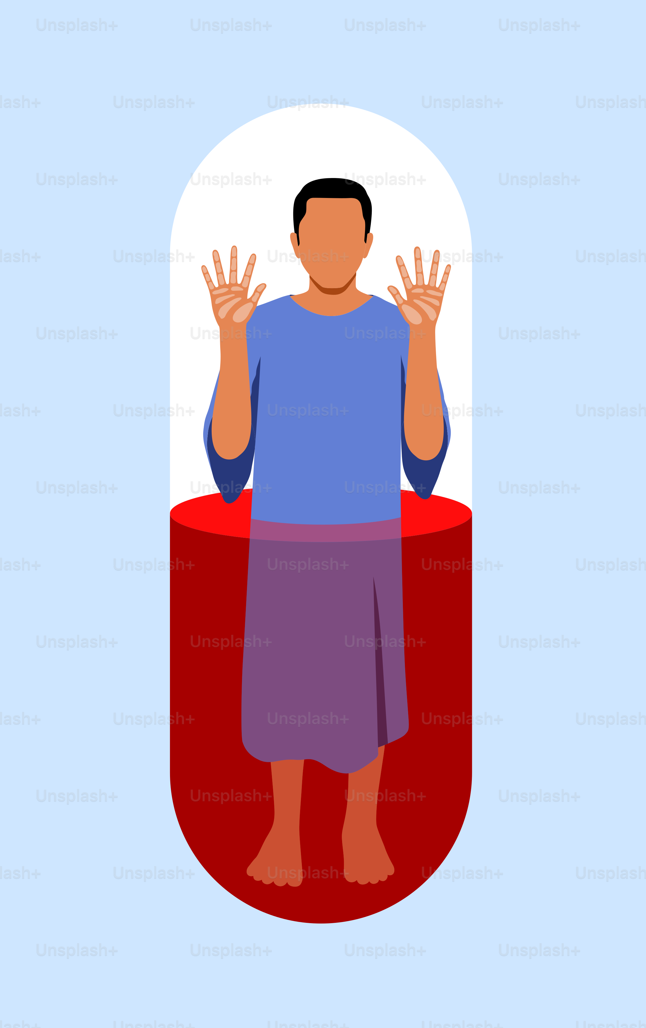 A man standing on top of a red object