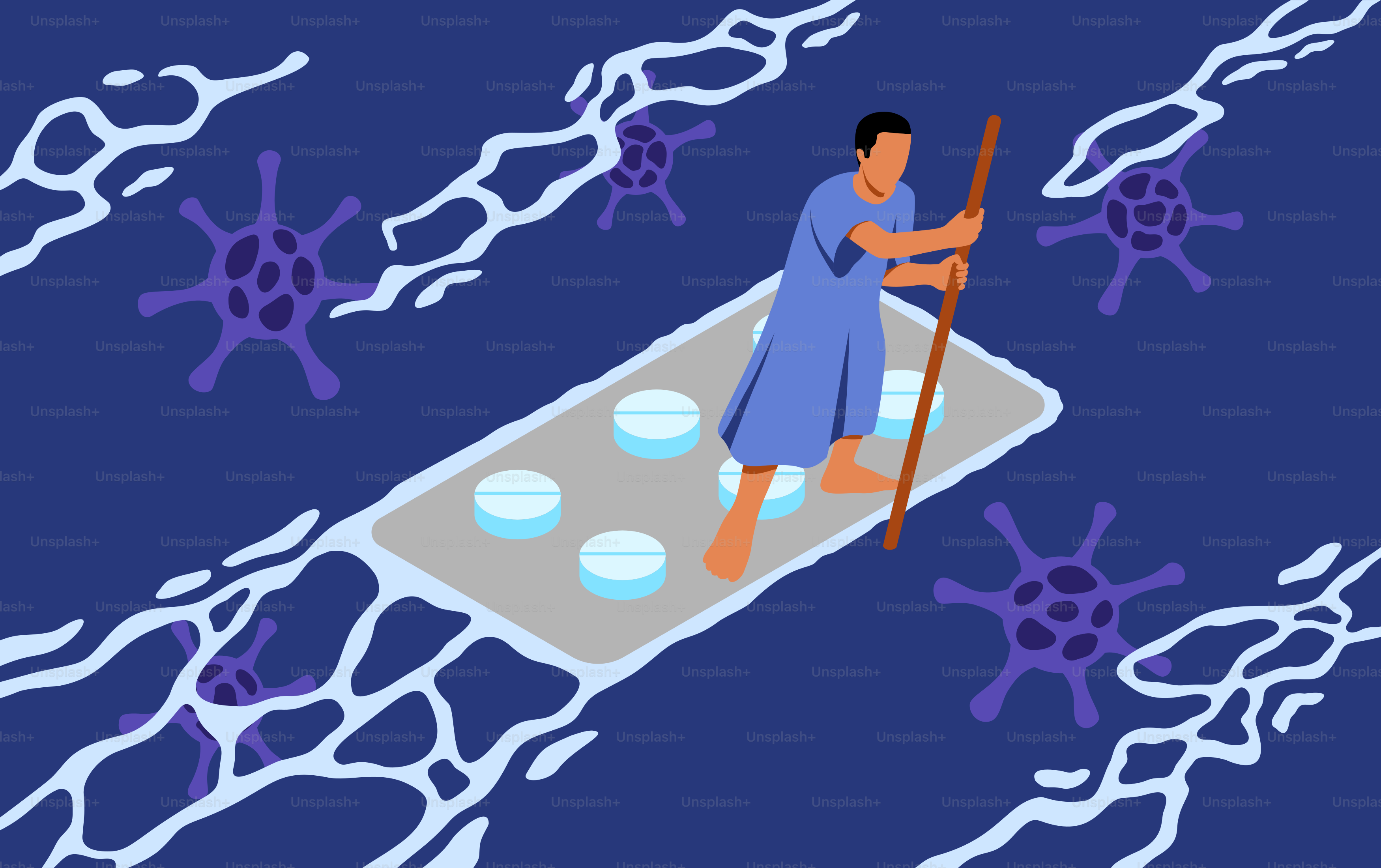 A man standing on top of a floating device