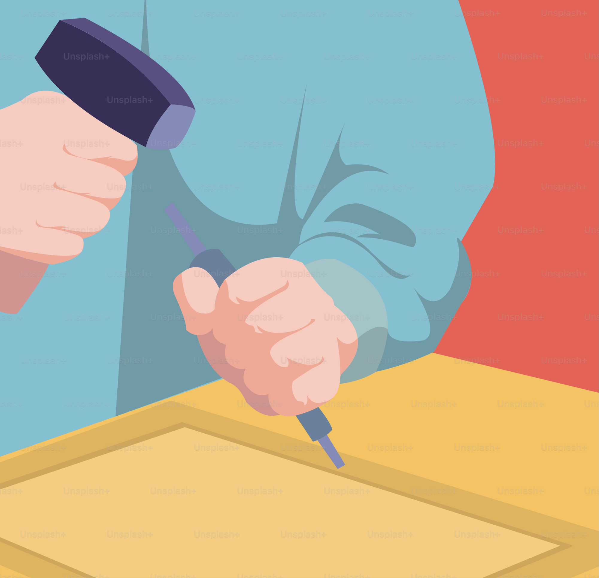 Un uomo sta usando un pennello su un pezzo di legno