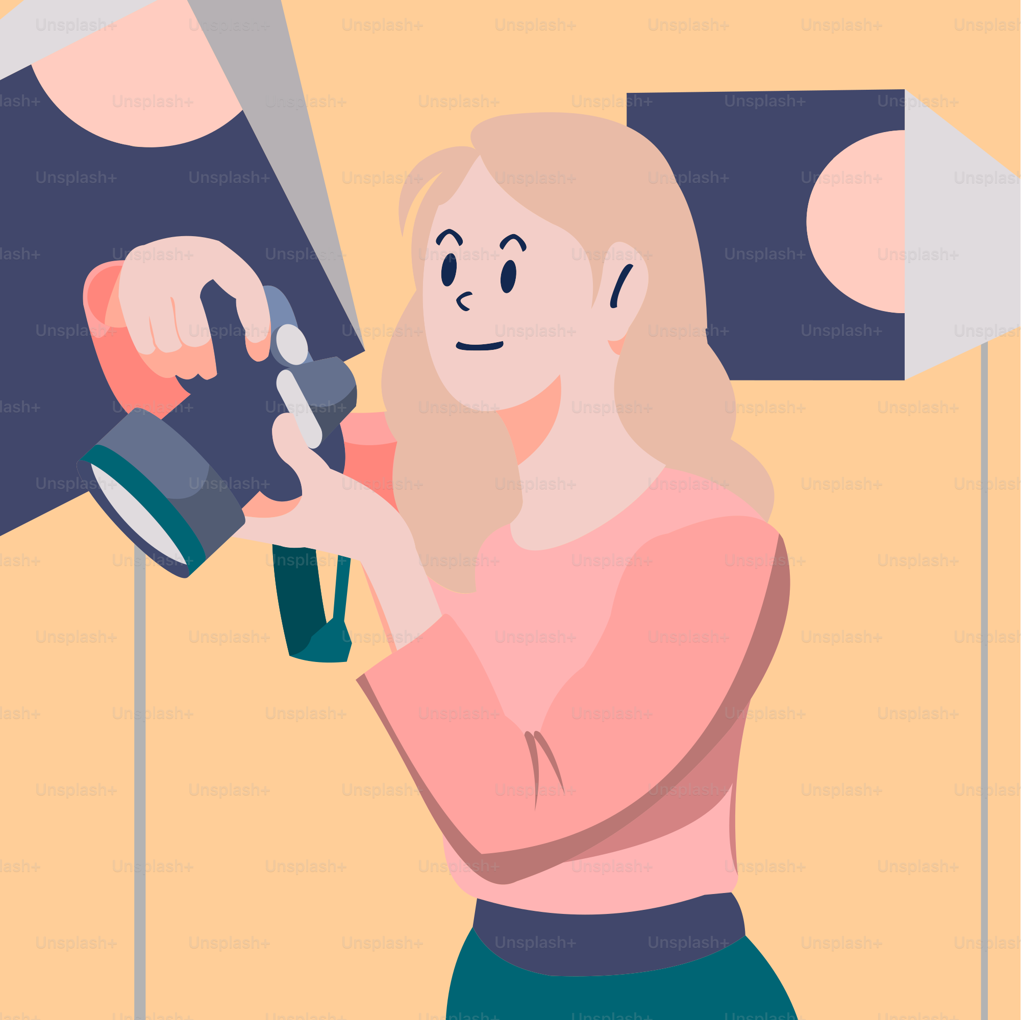 Eine Karikatur einer Frau, die eine Schere hält