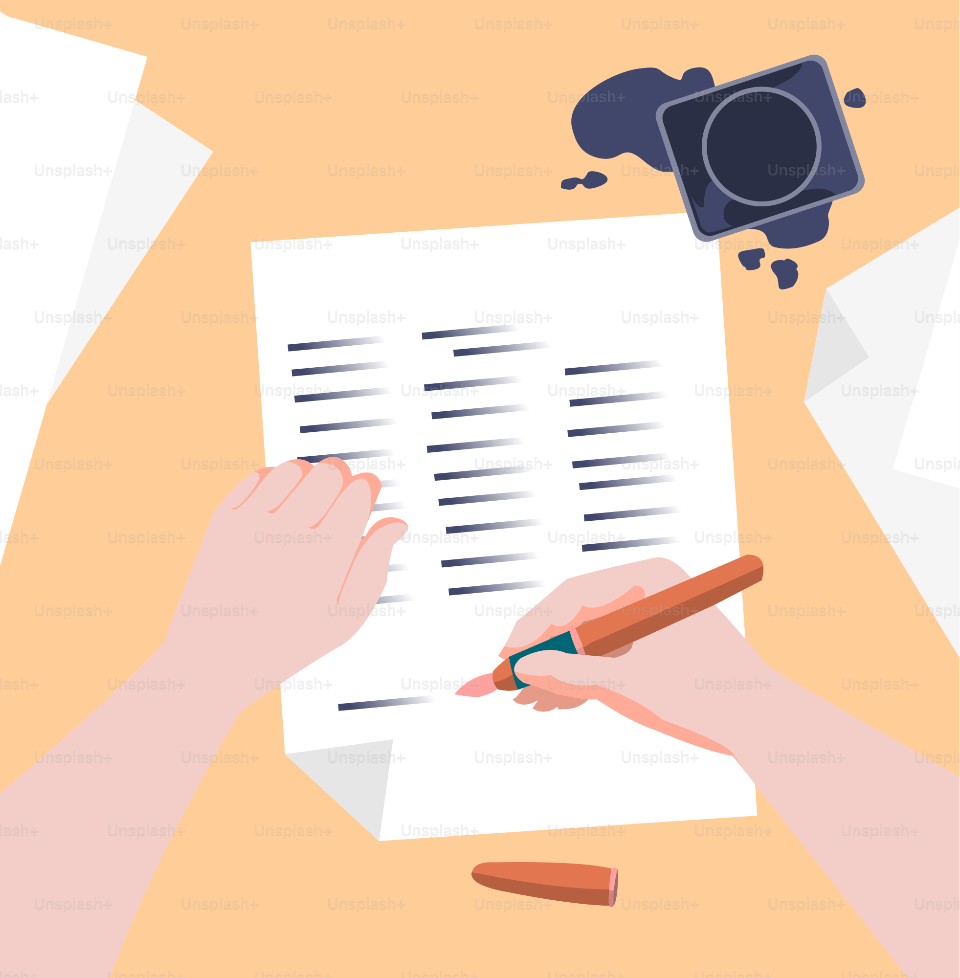 A person writing on a piece of paper