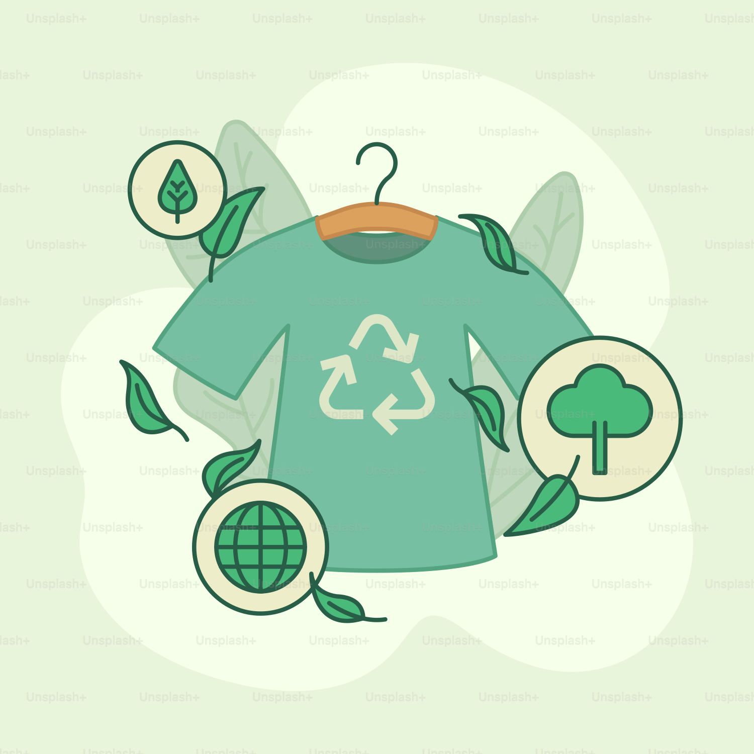A green t - shirt with a recyclable symbol on it