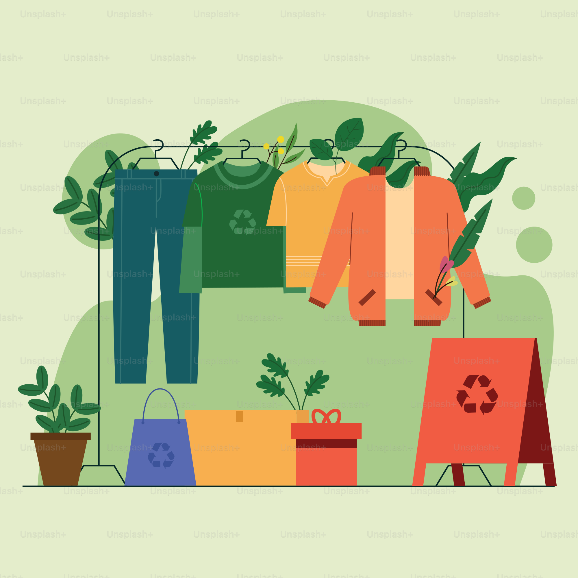Des vêtements accrochés à une corde à linge avec un fond vert