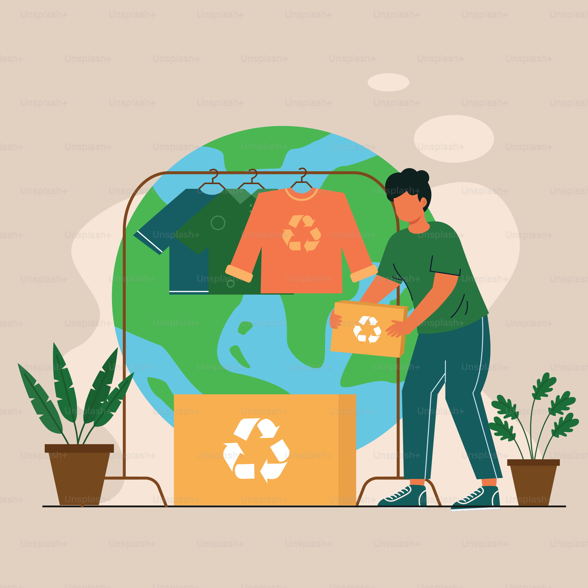 A person standing in front of a green globe with a t - shirt on it