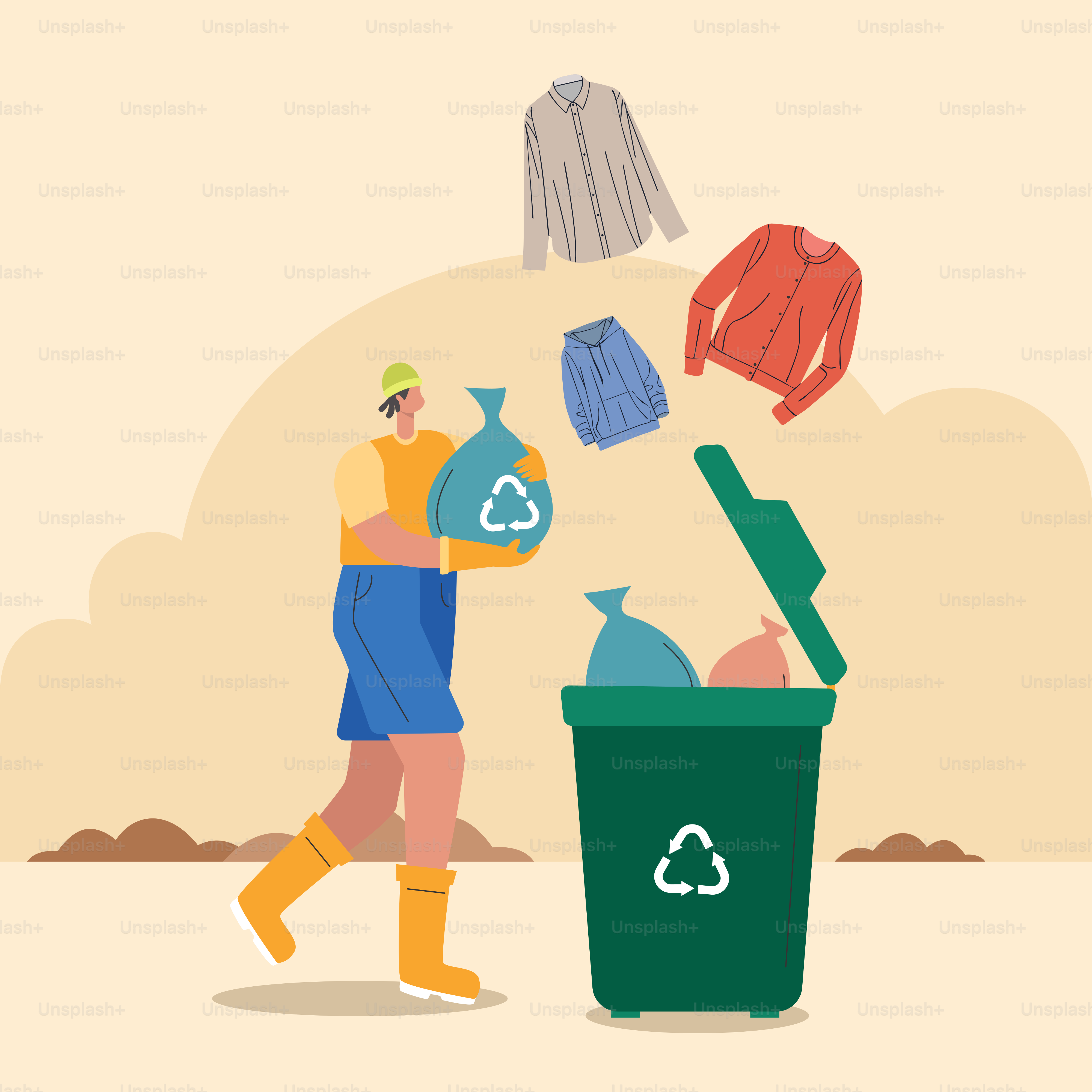 A man throwing garbage into a trash can