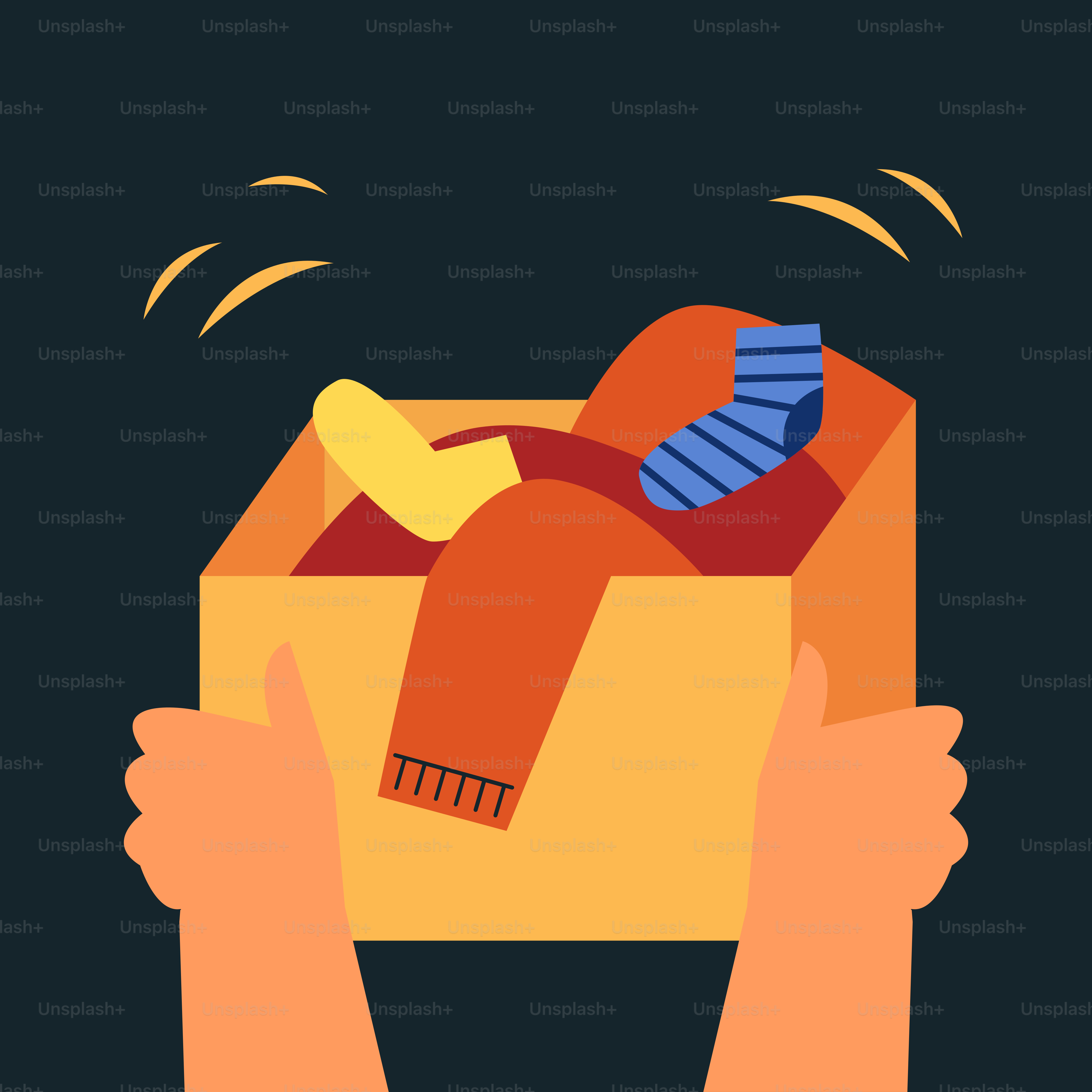 A person holding a box with a scarf on it