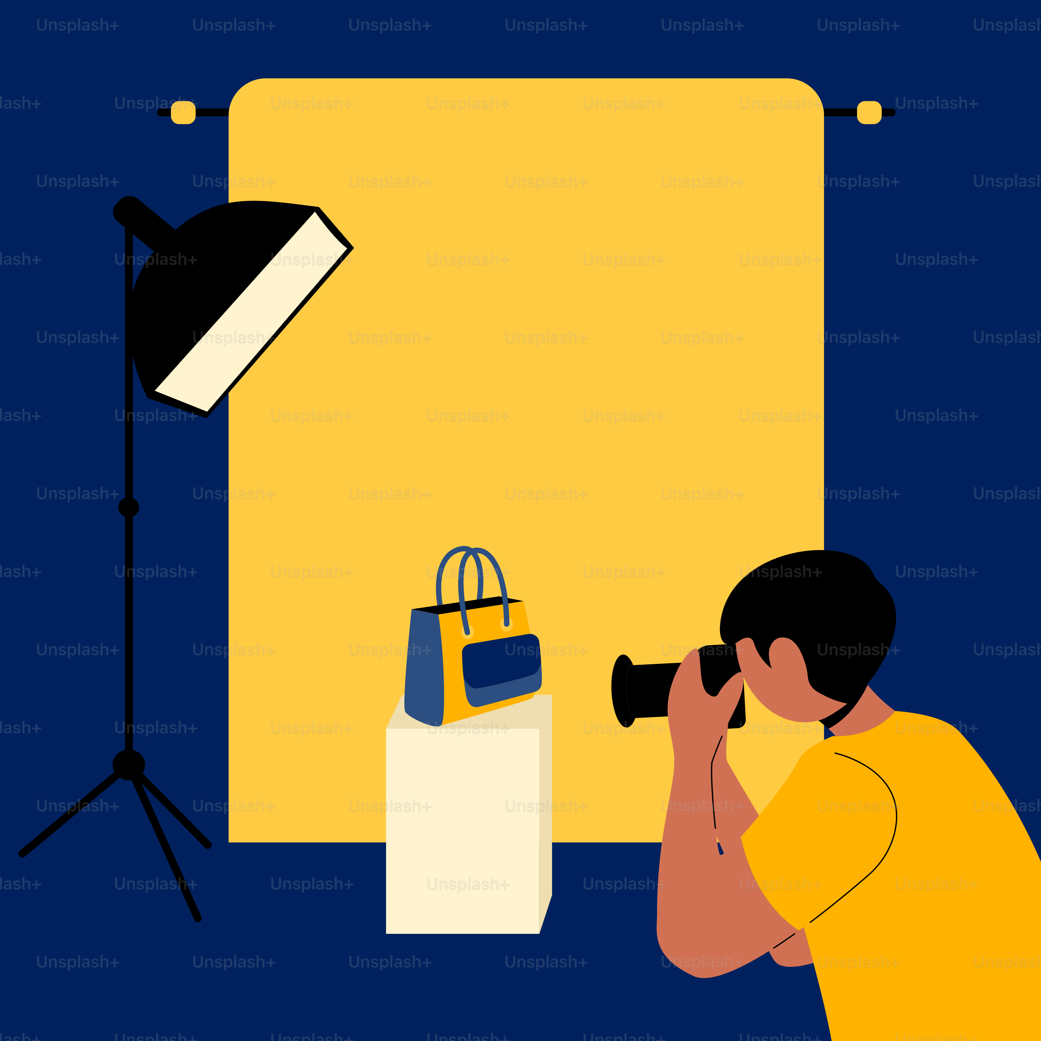 A man taking a picture of a bag with a camera