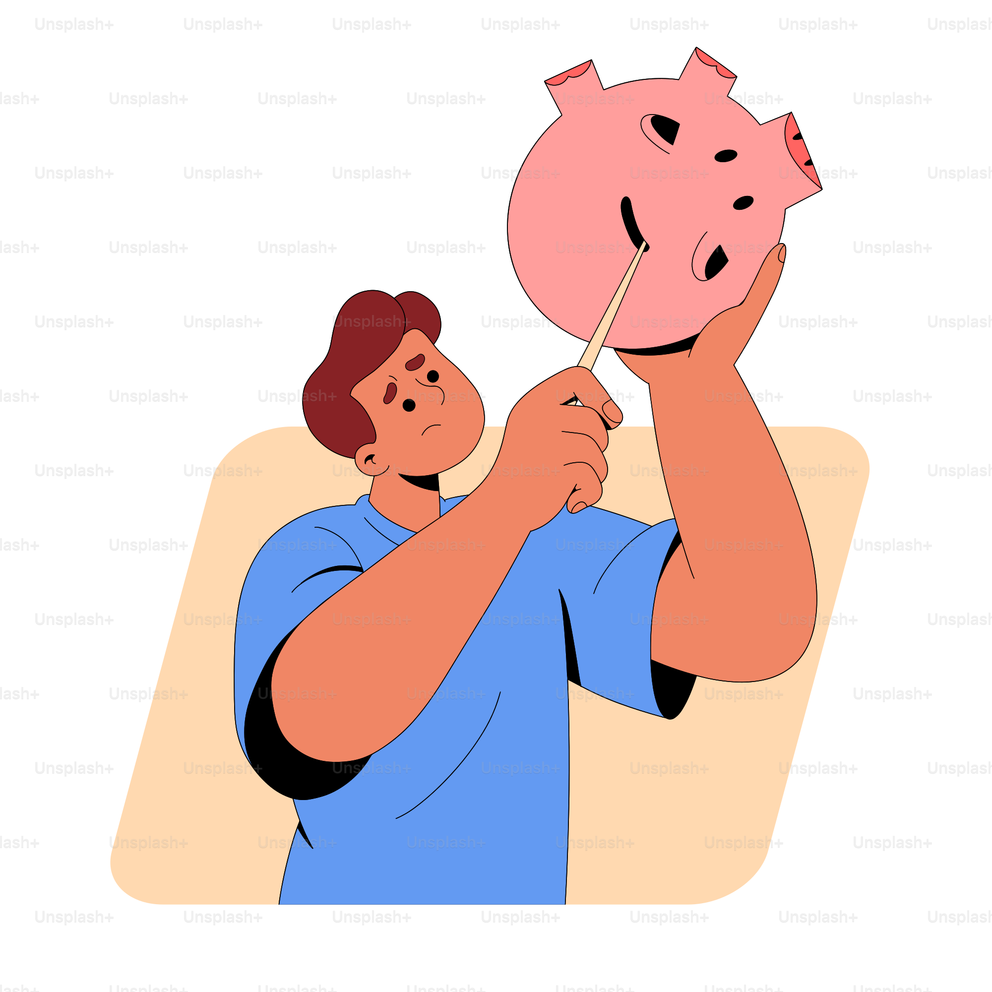 A man holding a piggy bank in front of his face