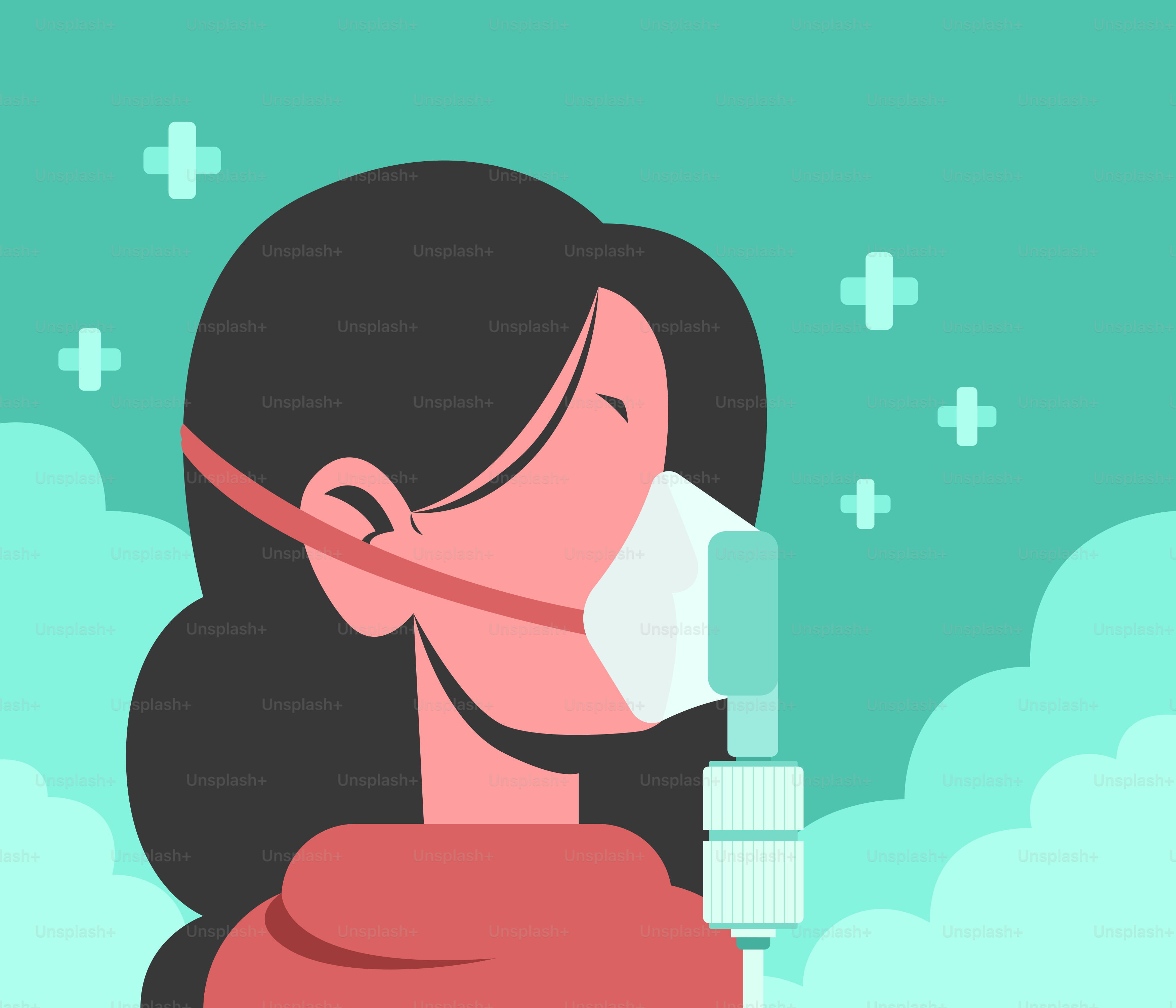 A woman with a mask covering her mouth