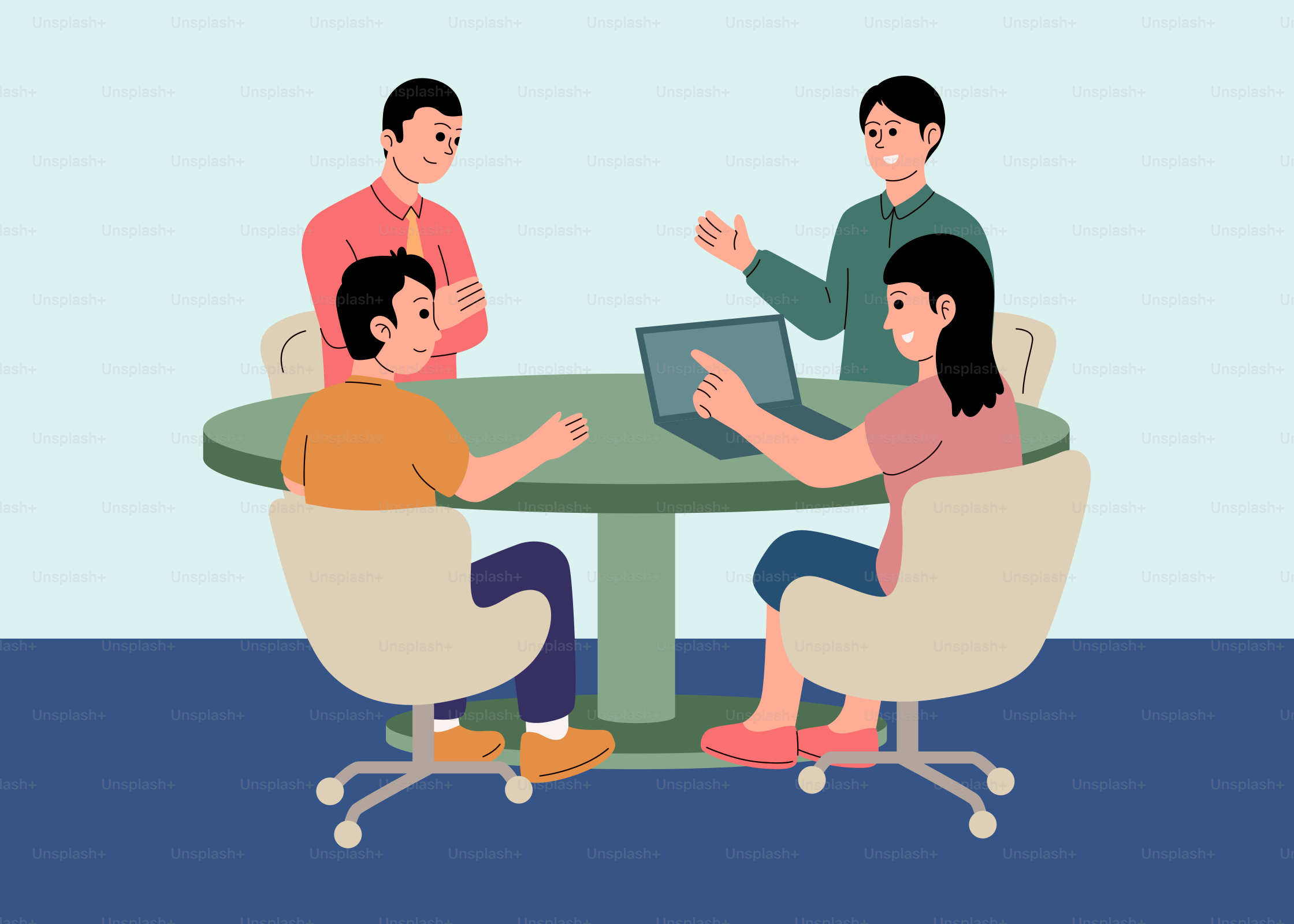 A group of people sitting around a table