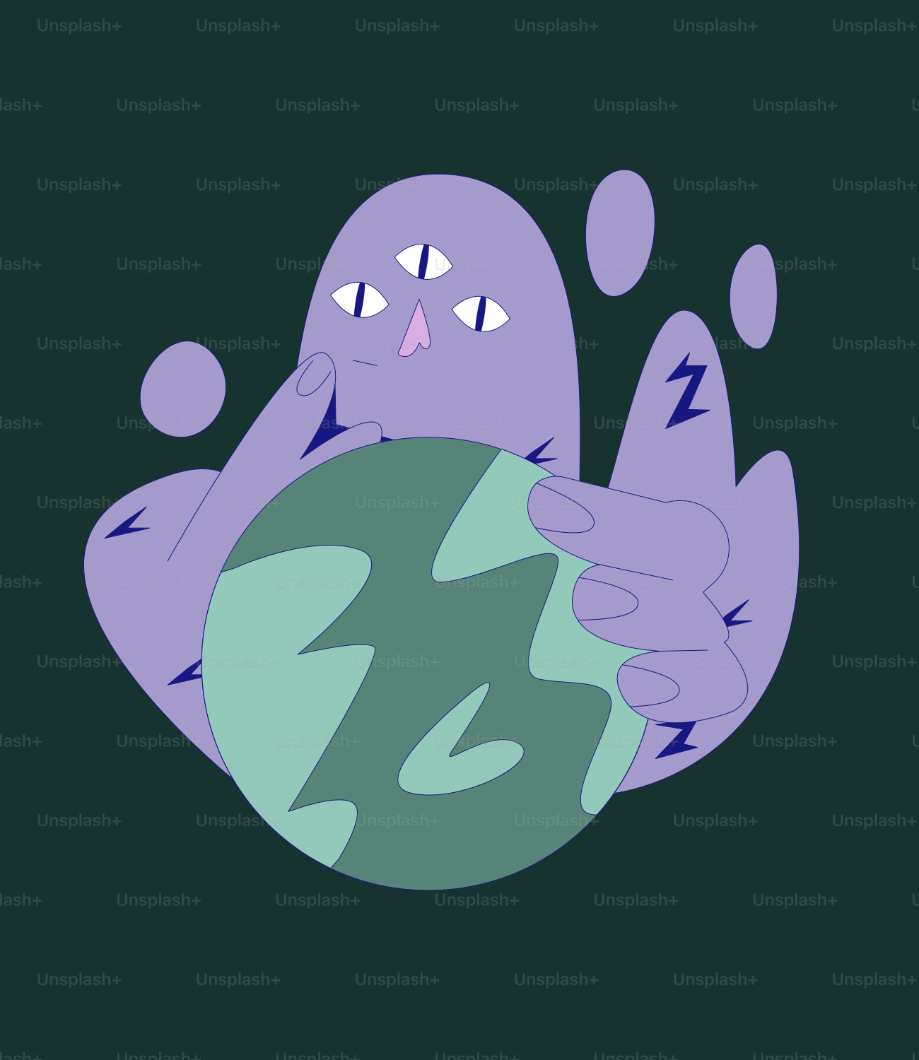 A cartoon character holding a globe in his hands