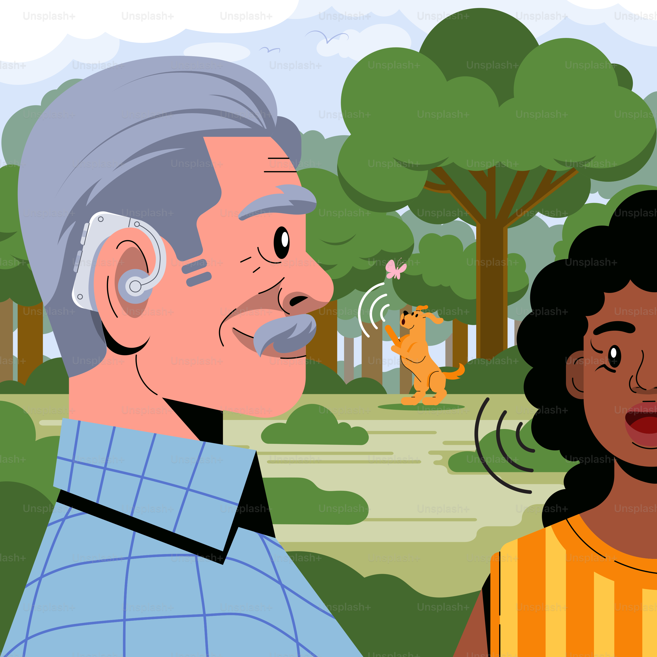 Un hombre y una mujer de pie en un parque