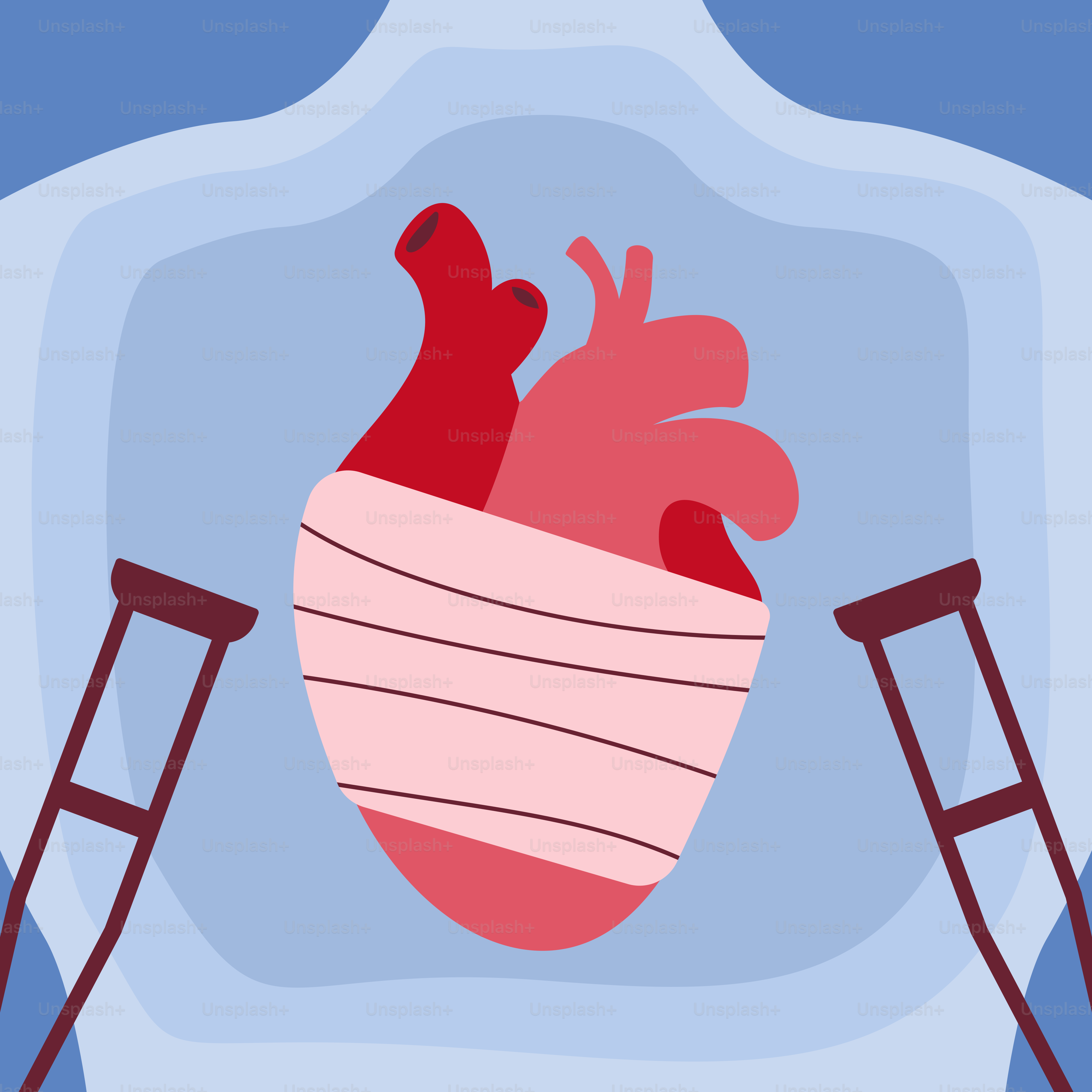 A drawing of a broken heart on a blue background