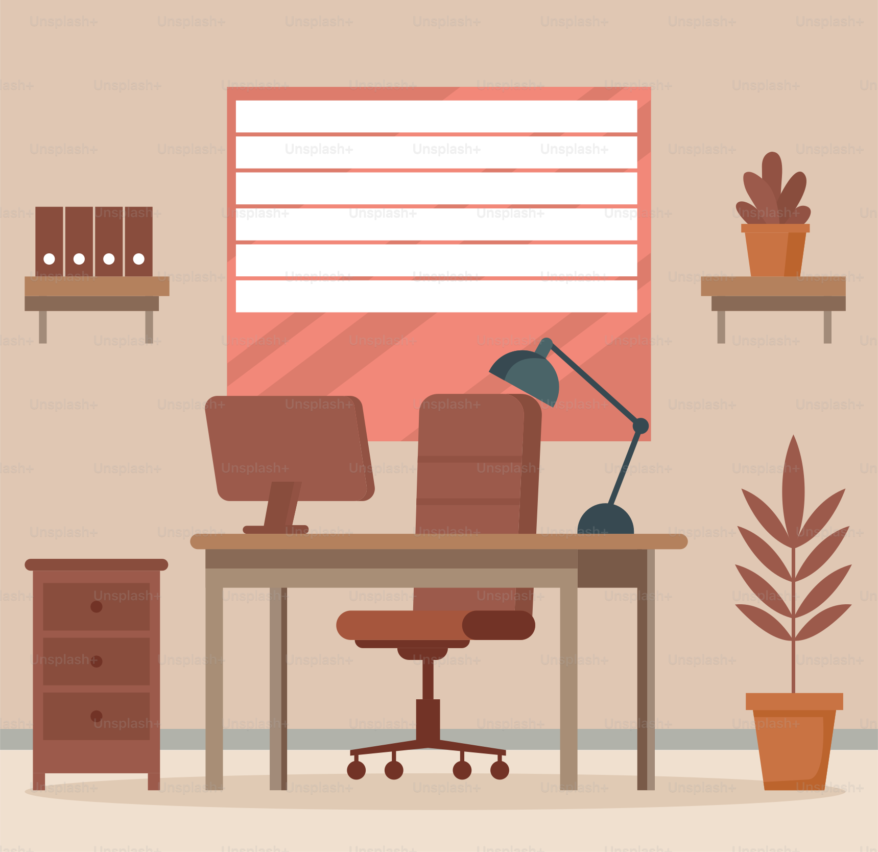 A room with a desk and a chair