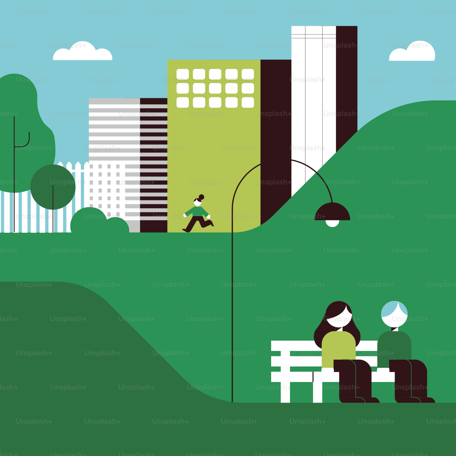 A person sitting on a bench in a park