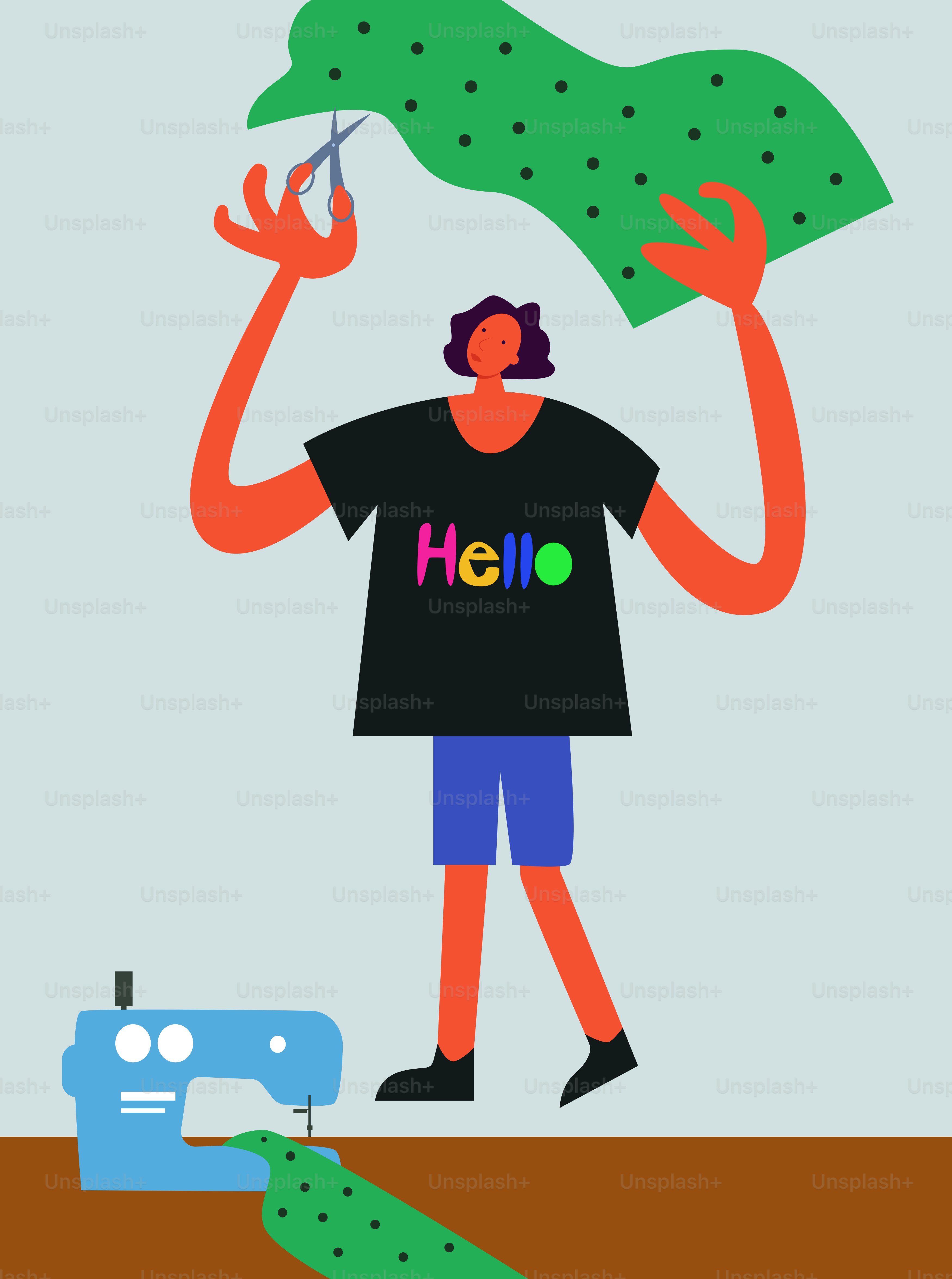 Un hombre de pie junto a una máquina de coser