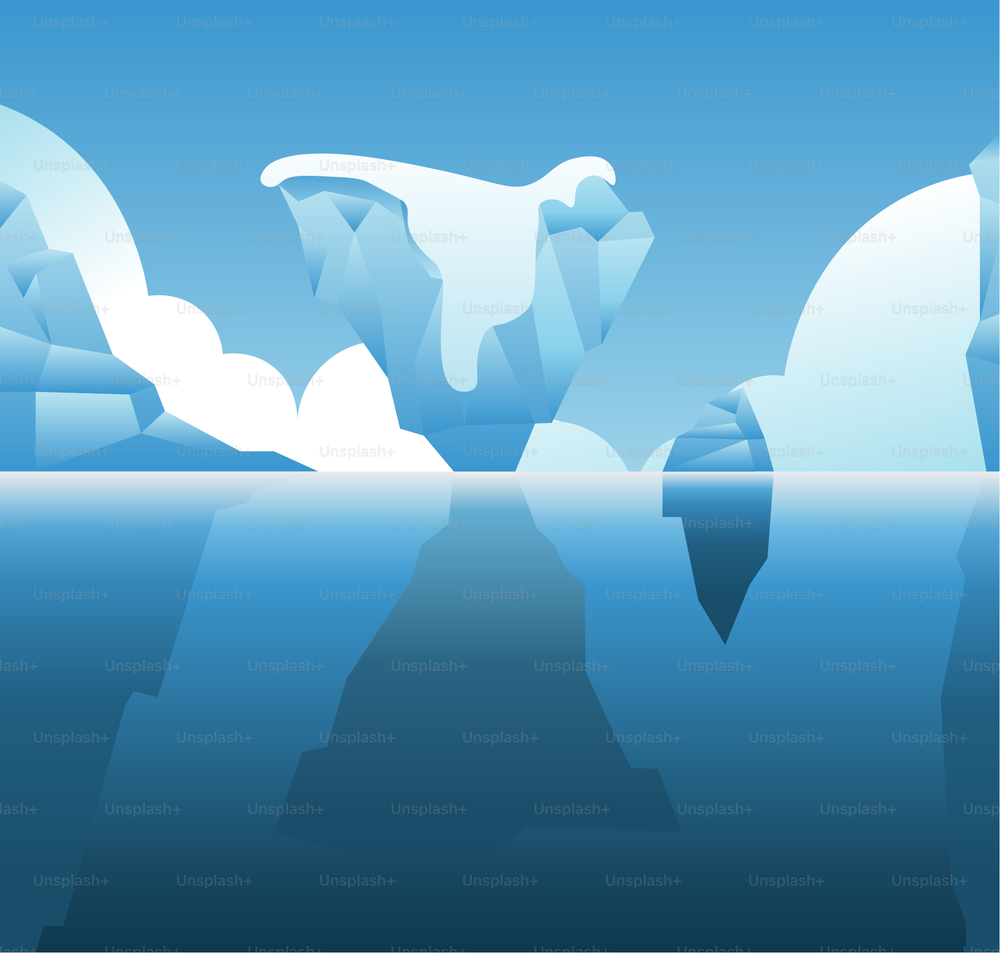 A group of icebergs floating on top of a body of water
